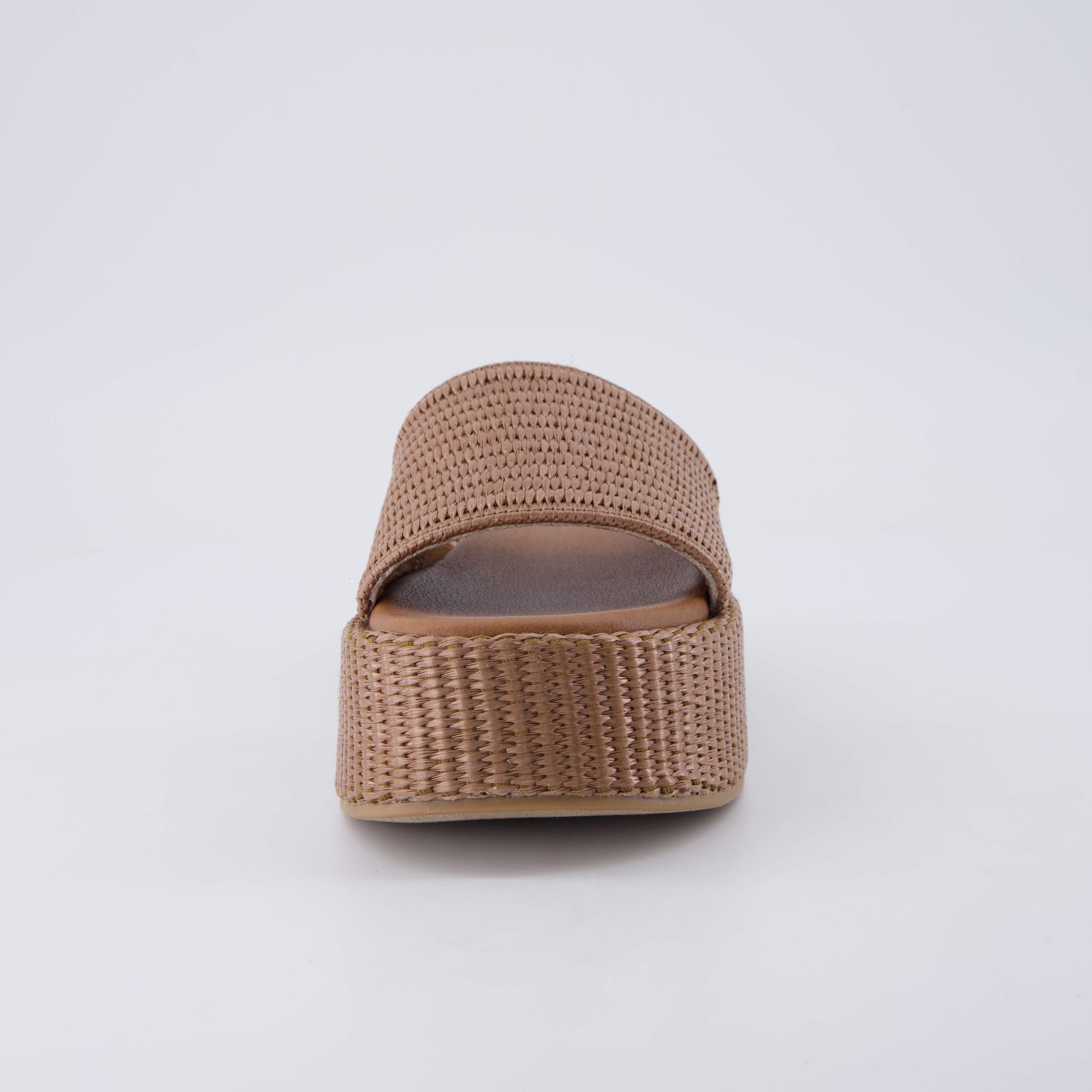 Siren Raffia Platform Sandals Brown Medium