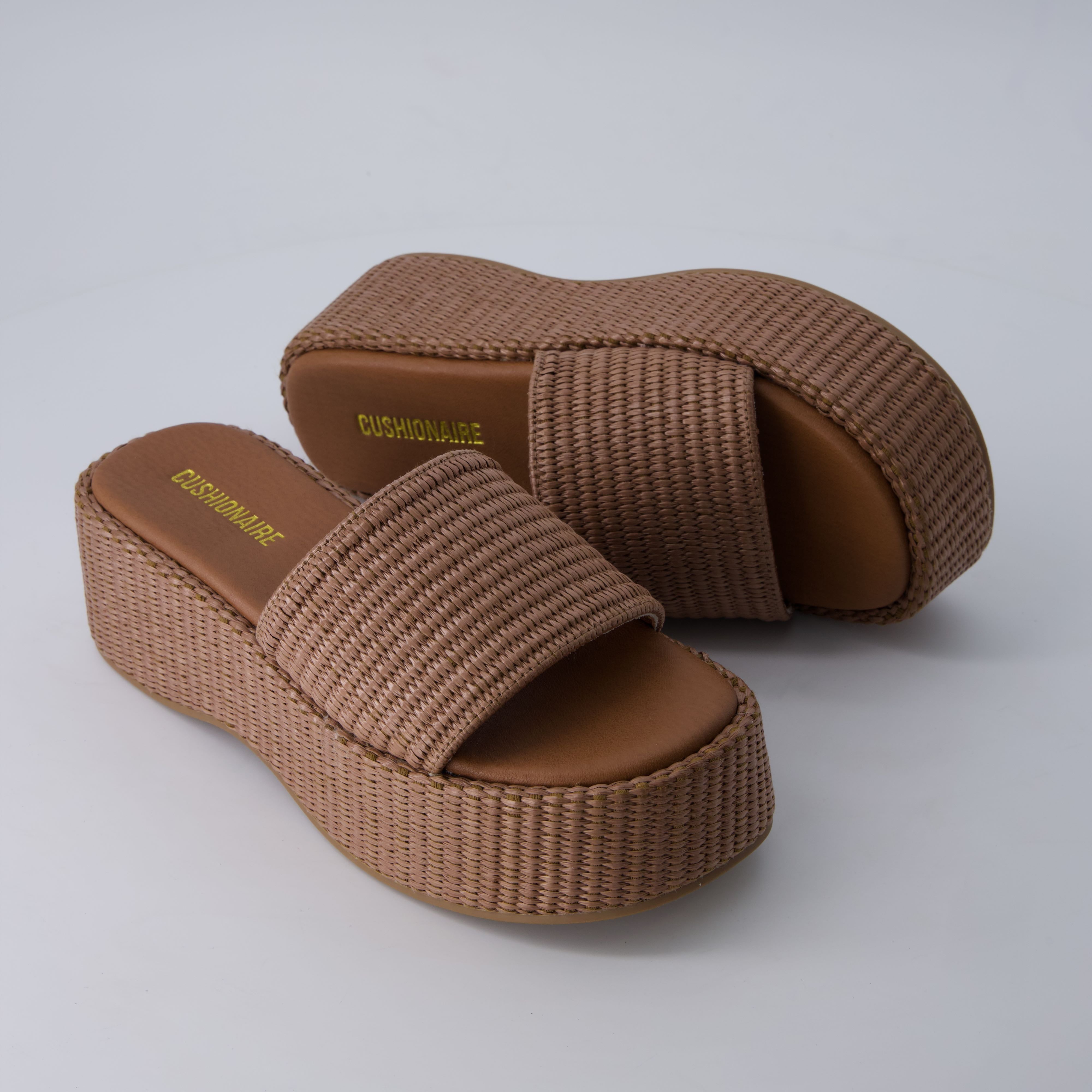 Siren Raffia Platform Sandals Brown Medium