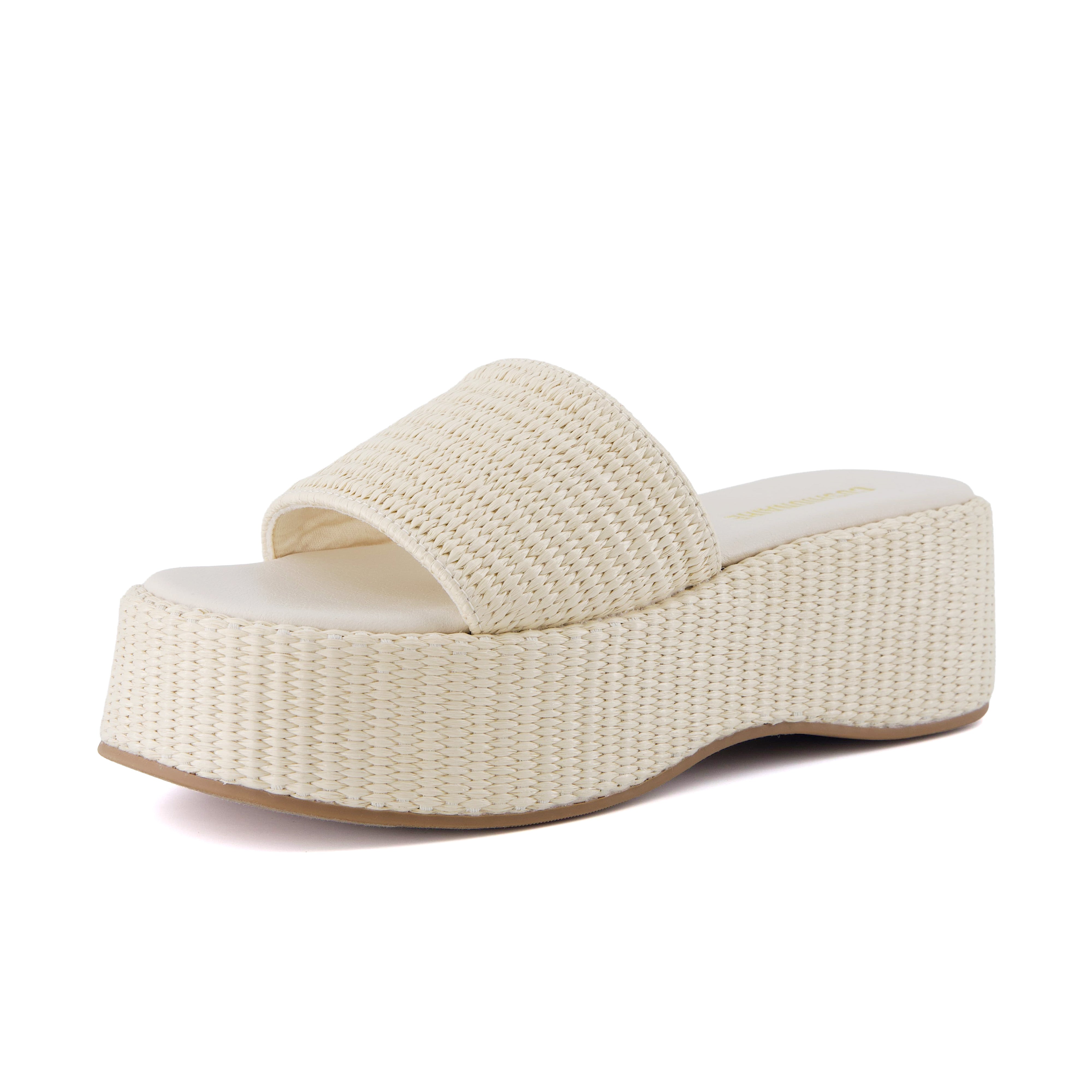 Siren Raffia Platform Sandals Cream Medium