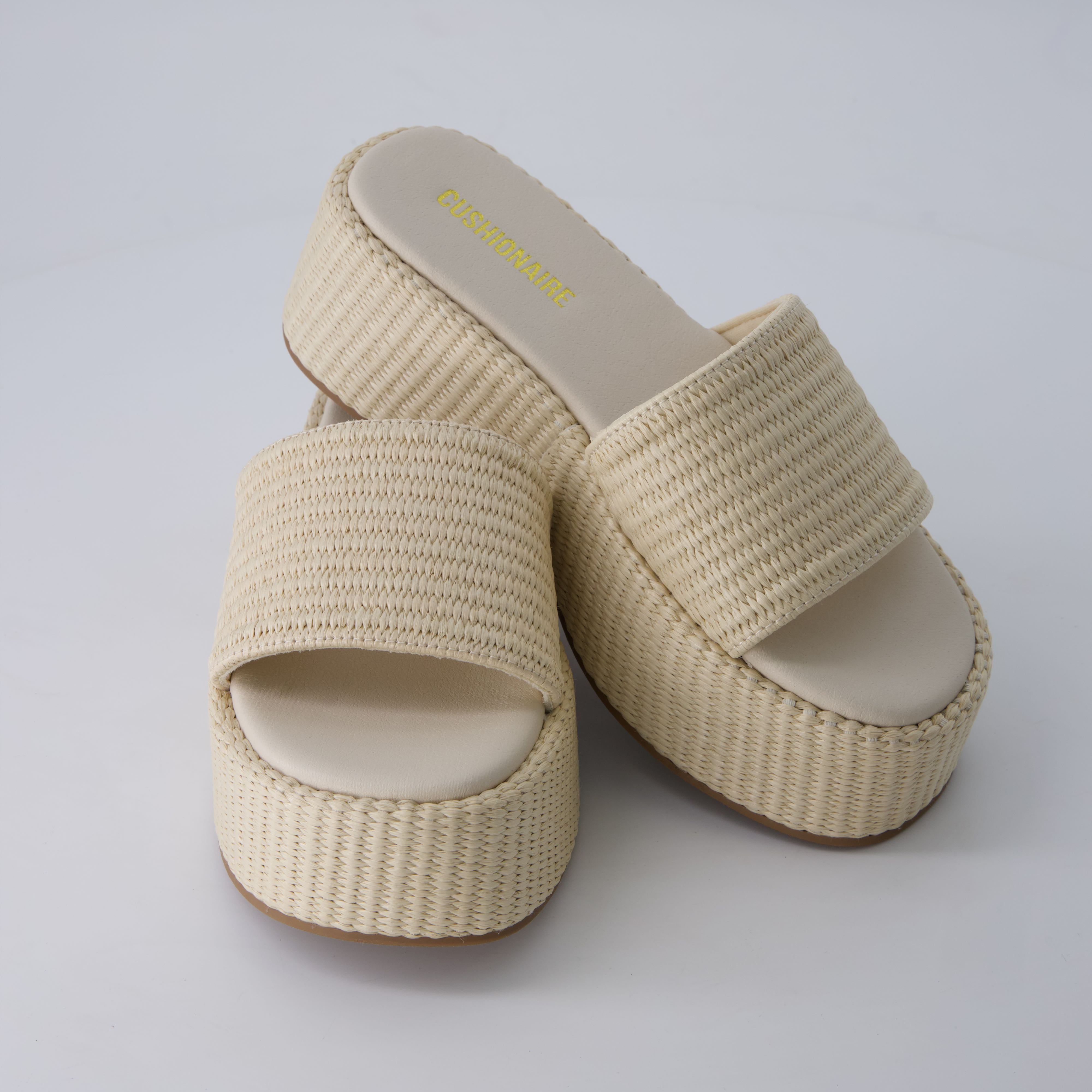 Siren Raffia Platform Sandals Cream Medium