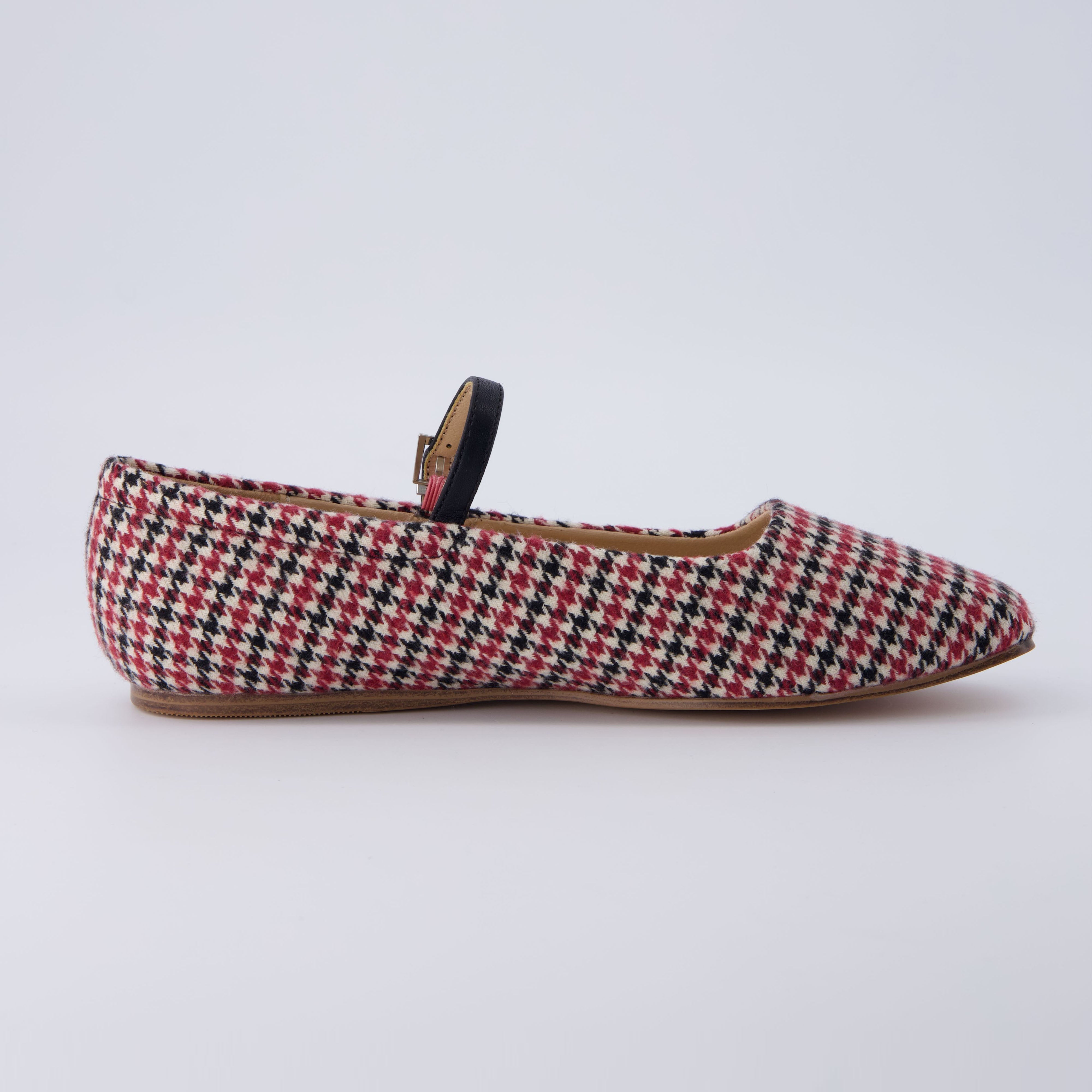 Sleeper Mary Jane Flat Burgundy Wool Plaid
