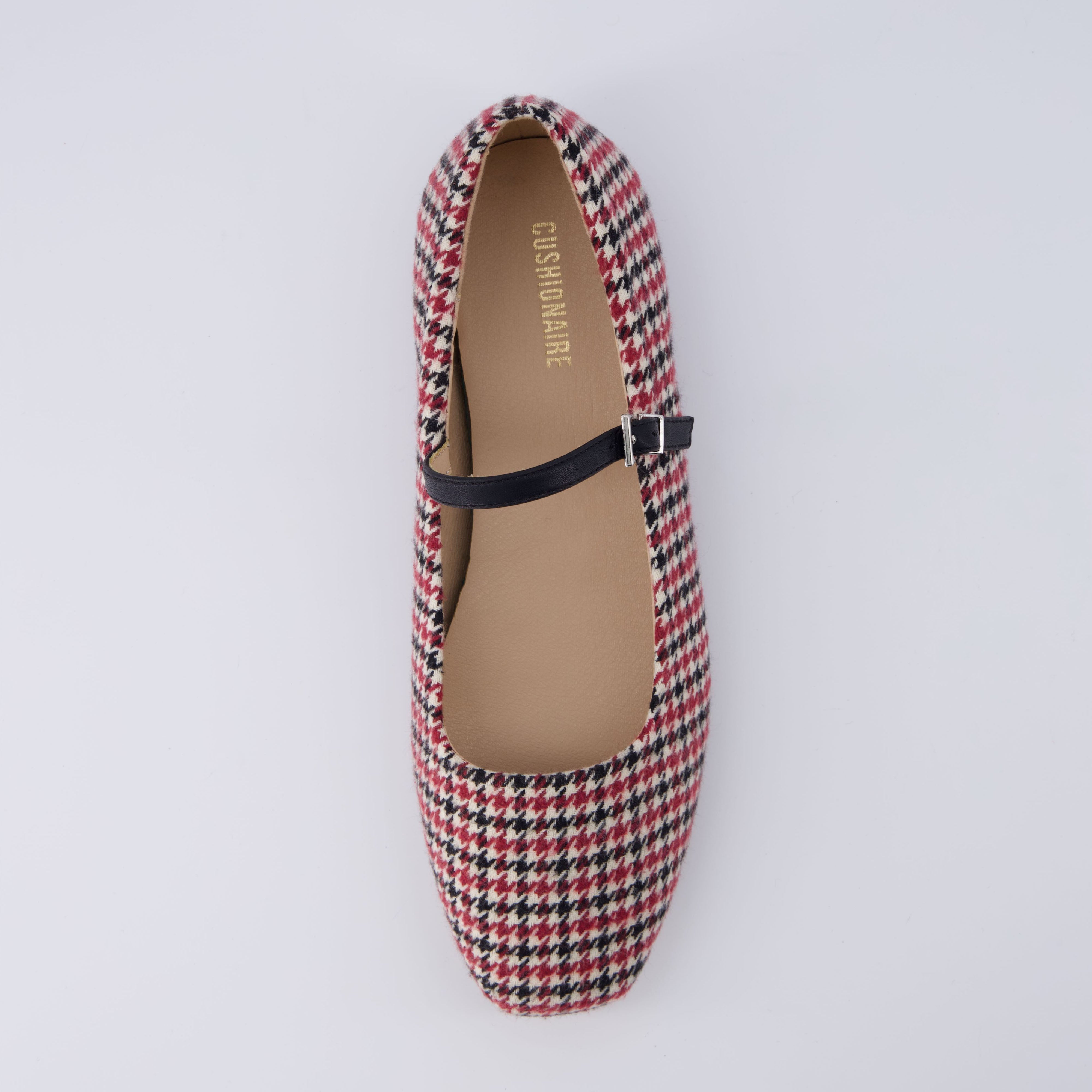 Sleeper Mary Jane Flat Burgundy Wool Plaid