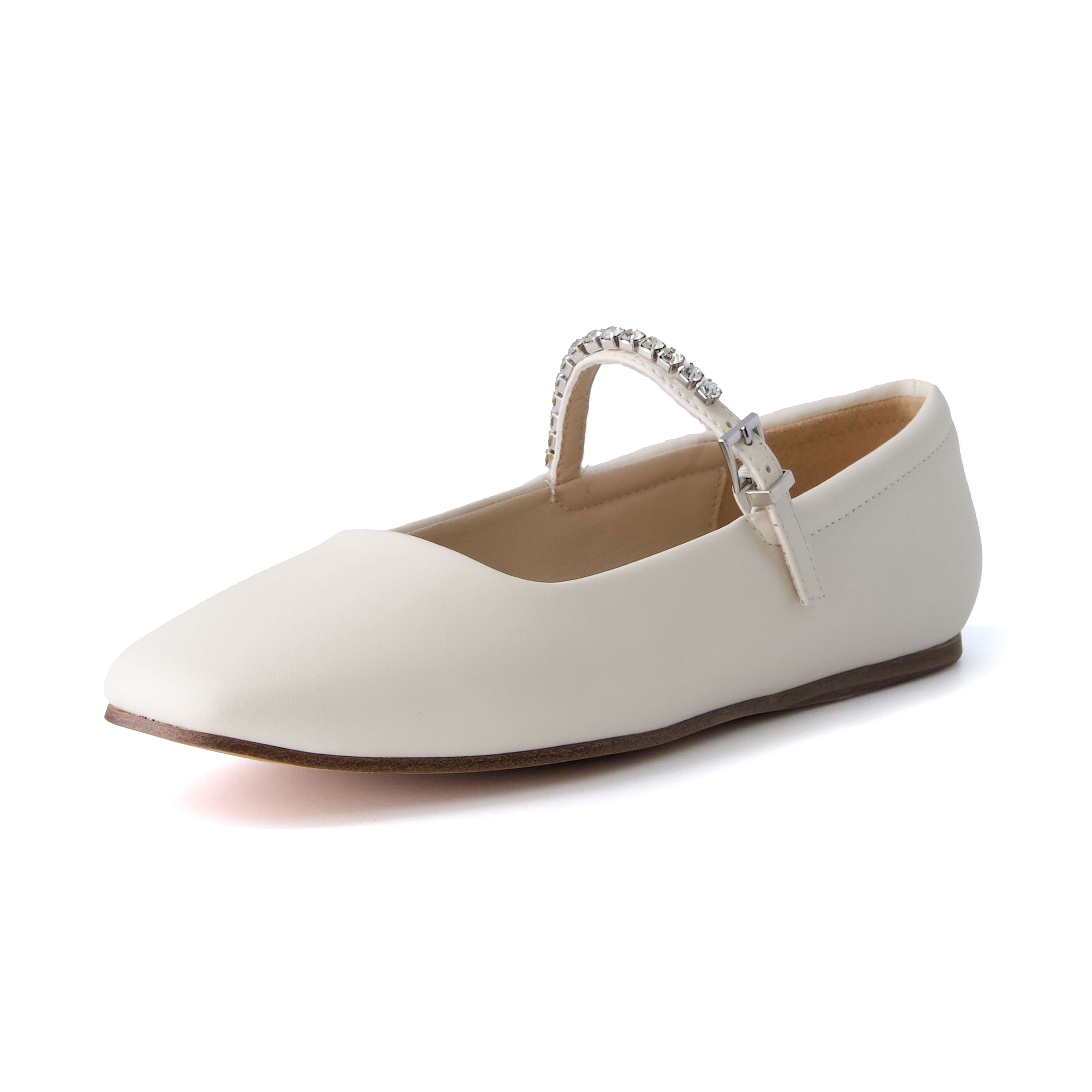 Sleeper Mary Jane Flat Cream Embellished