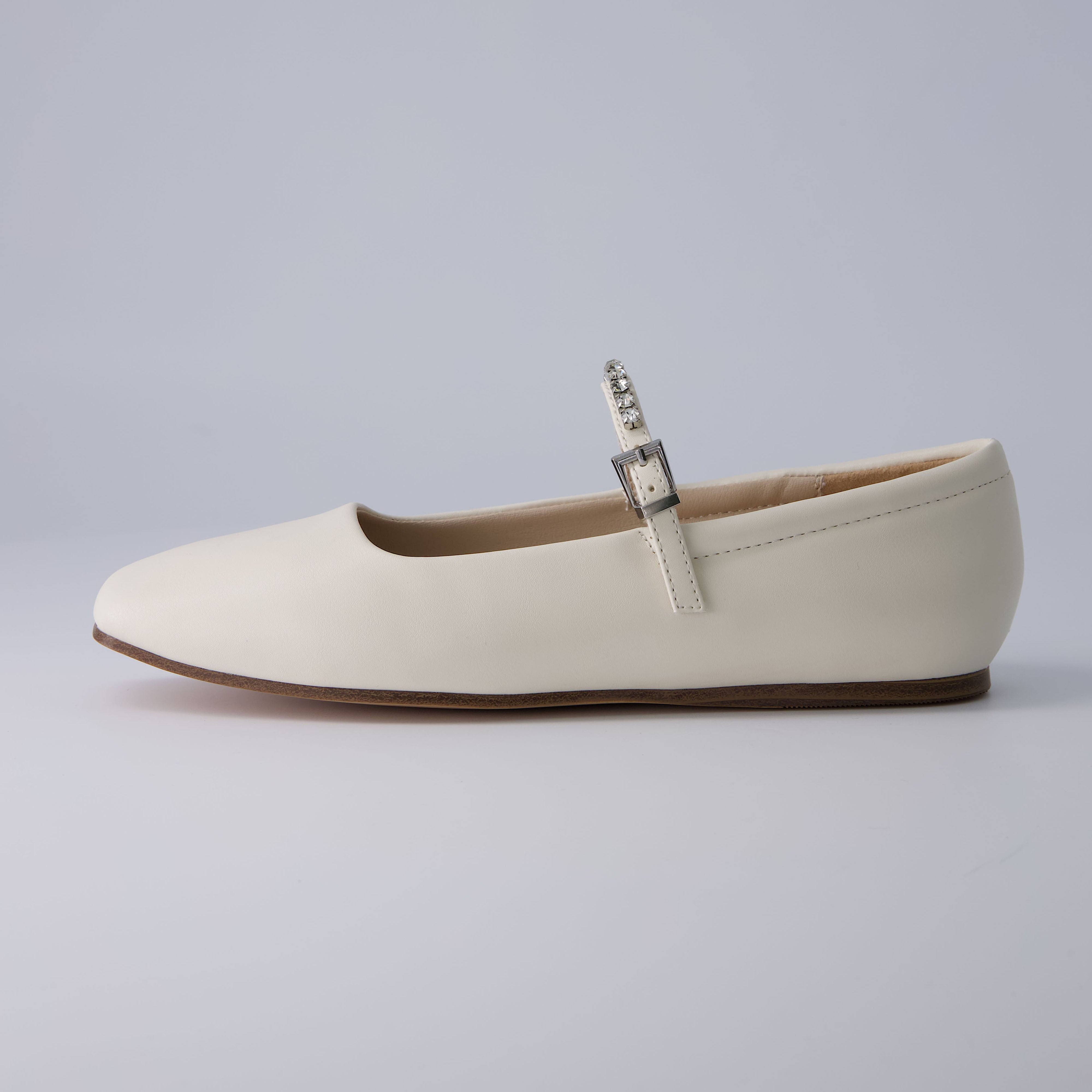 Sleeper Mary Jane Flat Cream Embellished