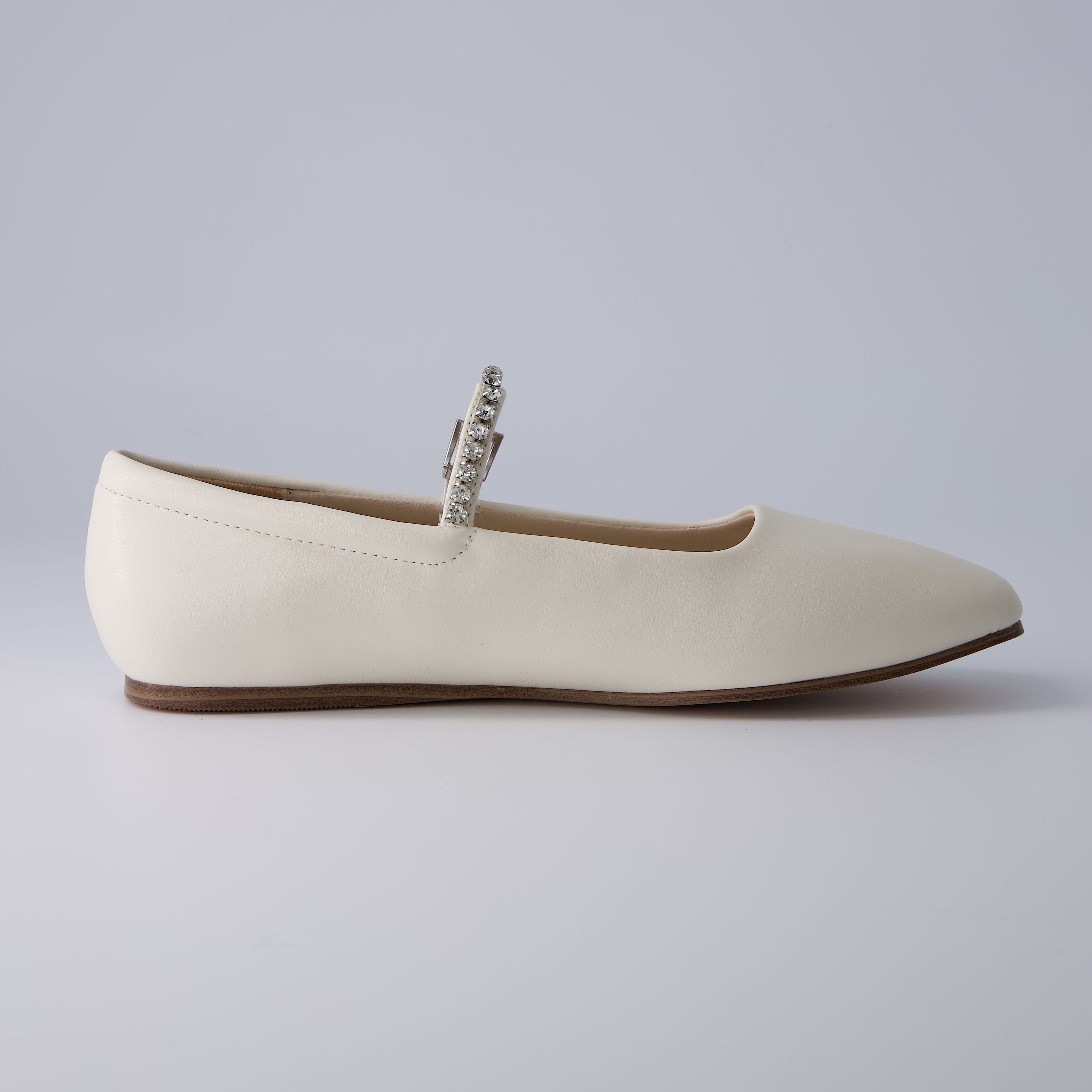 Sleeper Mary Jane Flat Cream Embellished