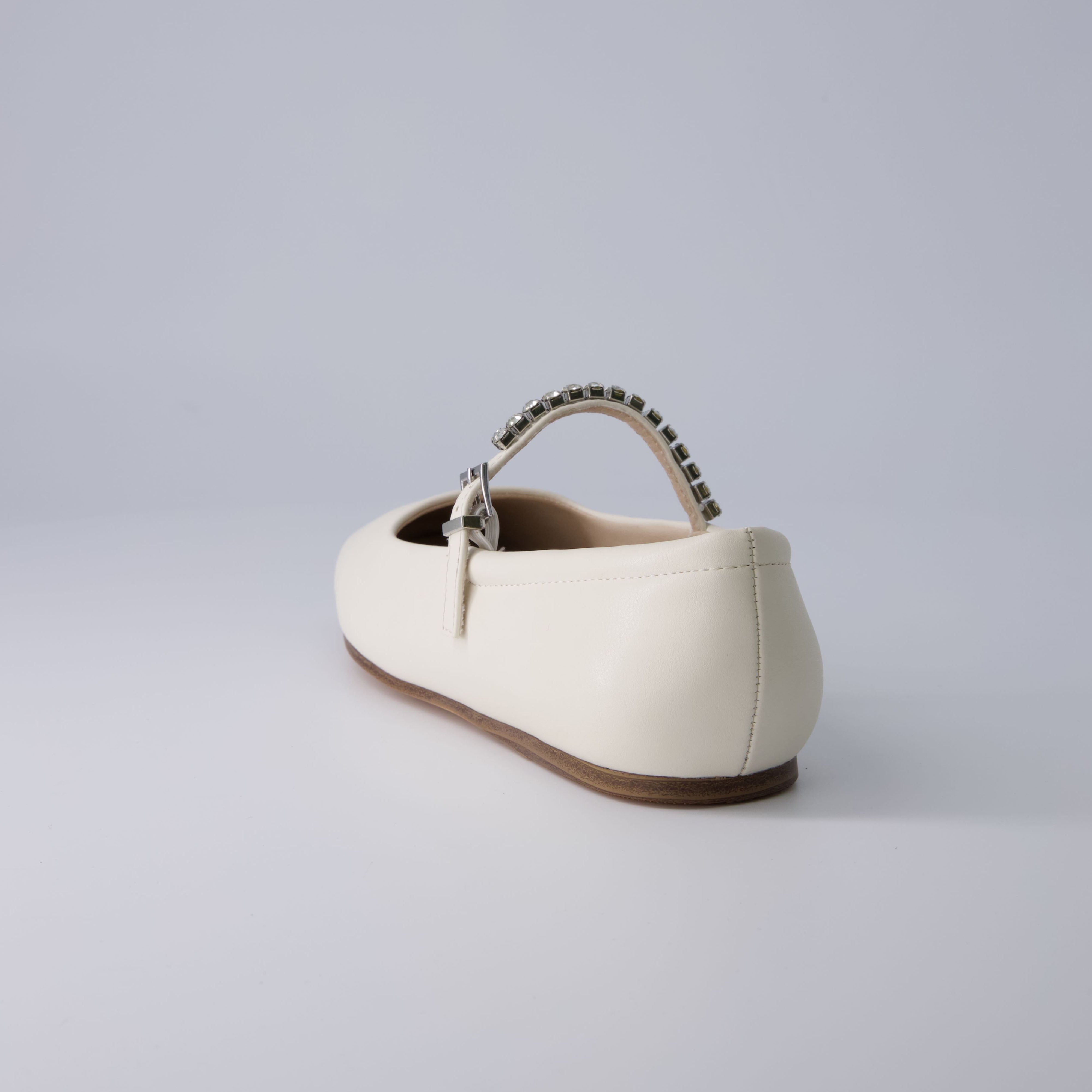 Sleeper Mary Jane Flat Cream Embellished