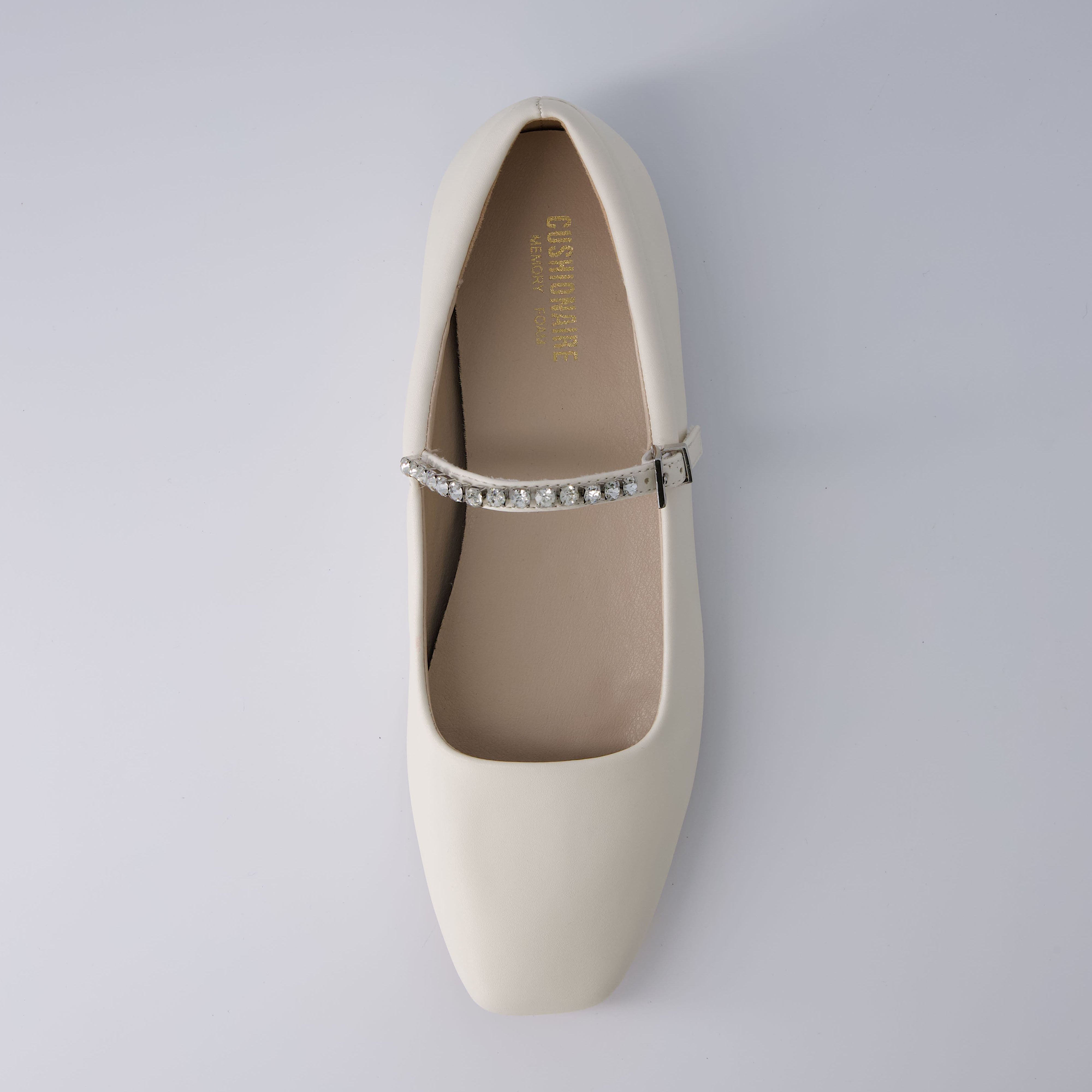 Sleeper Mary Jane Flat Cream Embellished