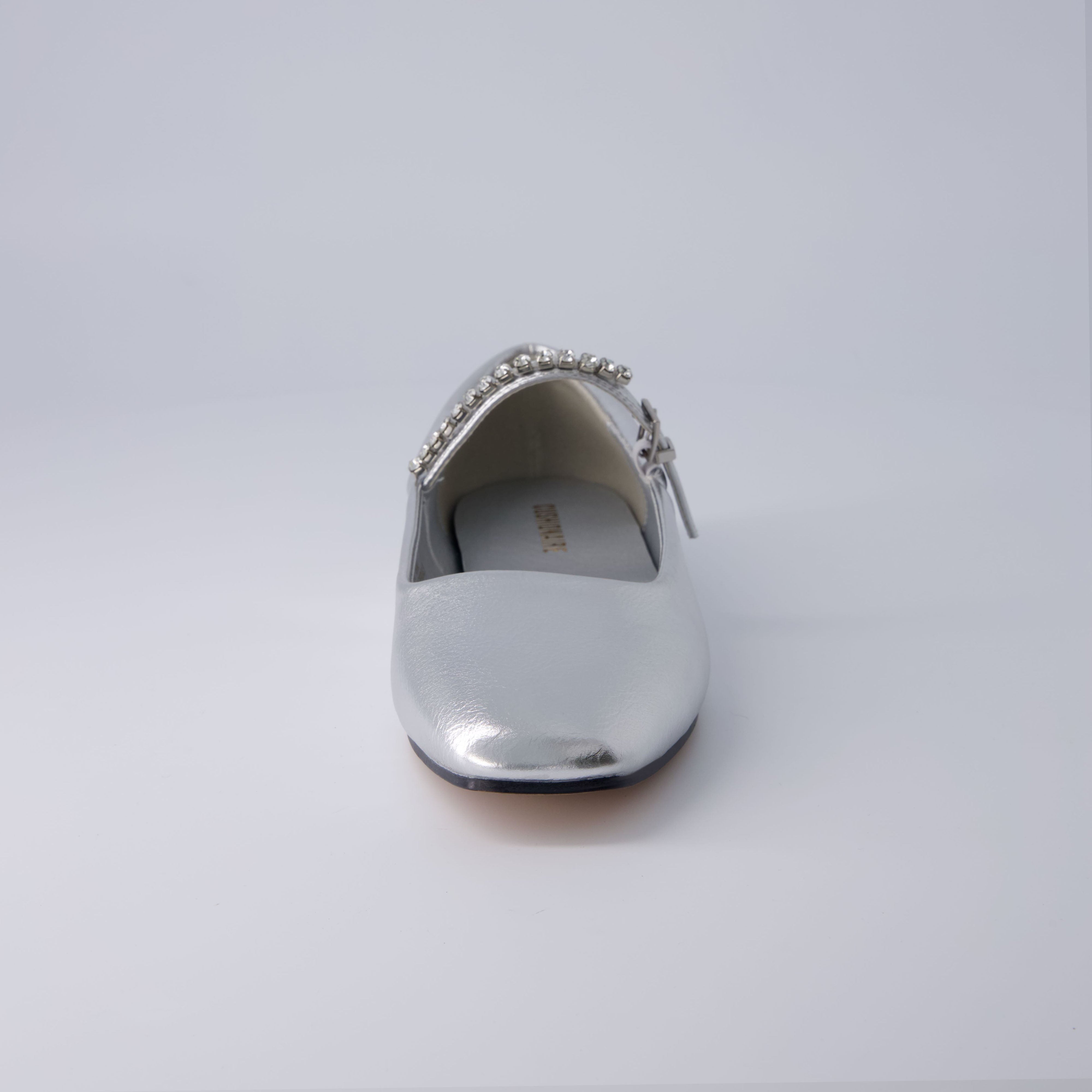 Sleeper Mary Jane Flat Silver Embellished