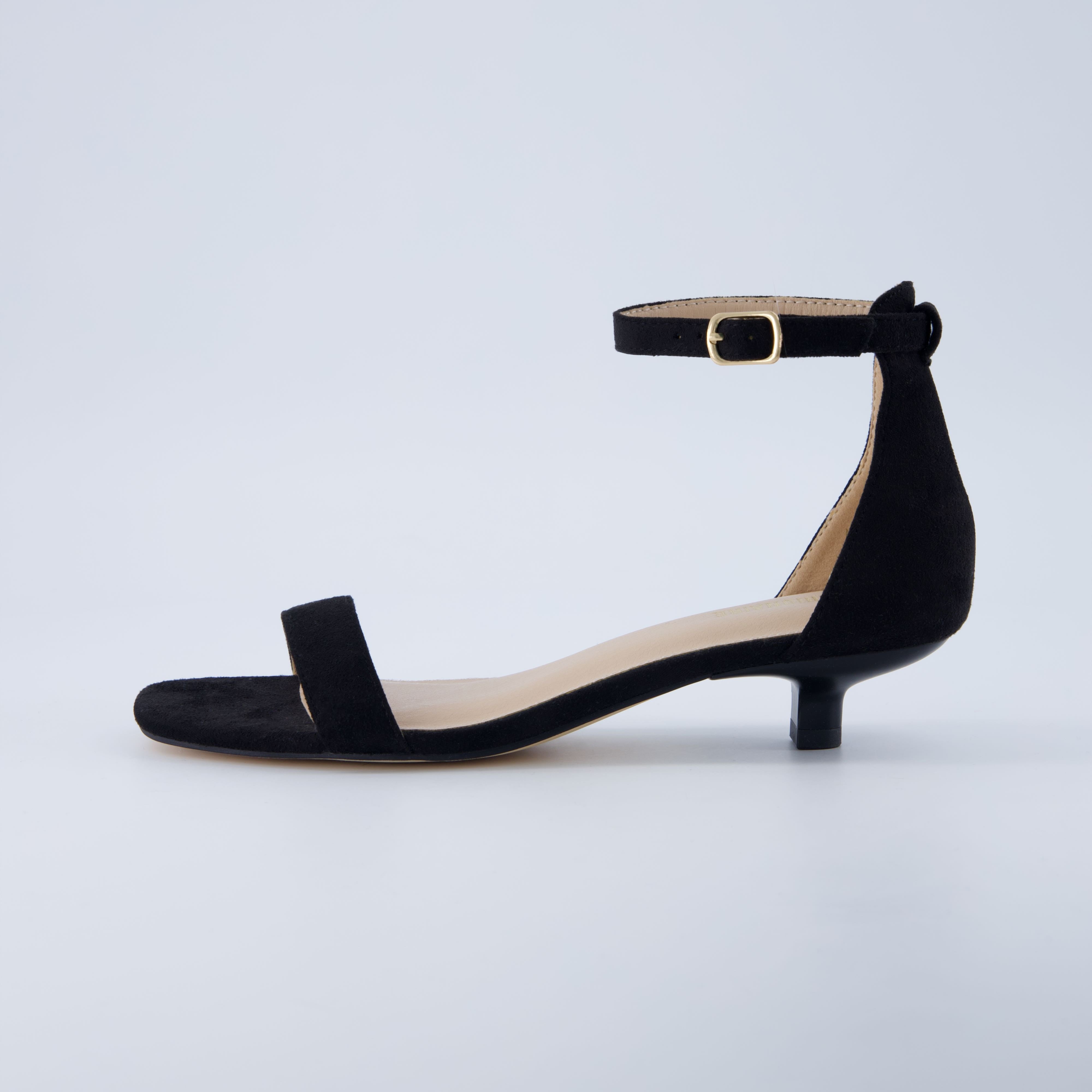 black dress low heel sandals GENSHUO Women's Chunky Heels,2 inch Open Toe Ankle Strap Strappy Block Comfort Shoes Wedding Homecoming Sparkly Rhinestone Size 6 Finished with a faux suede upper and a delicate gold buckle Cushionaire Women's Solo Kitten Heel