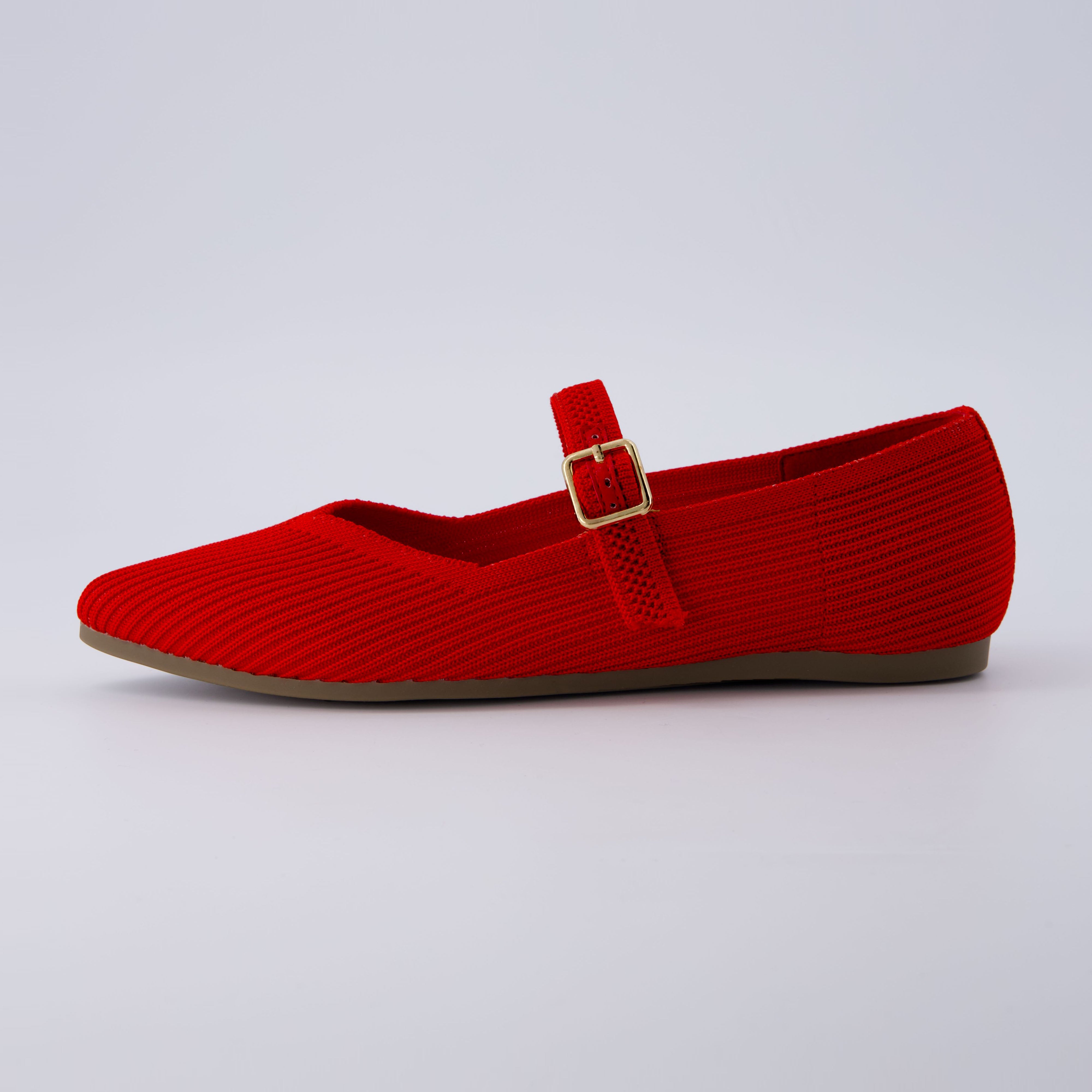 Sonnet Mary Jane Knit Flat Fiery Red