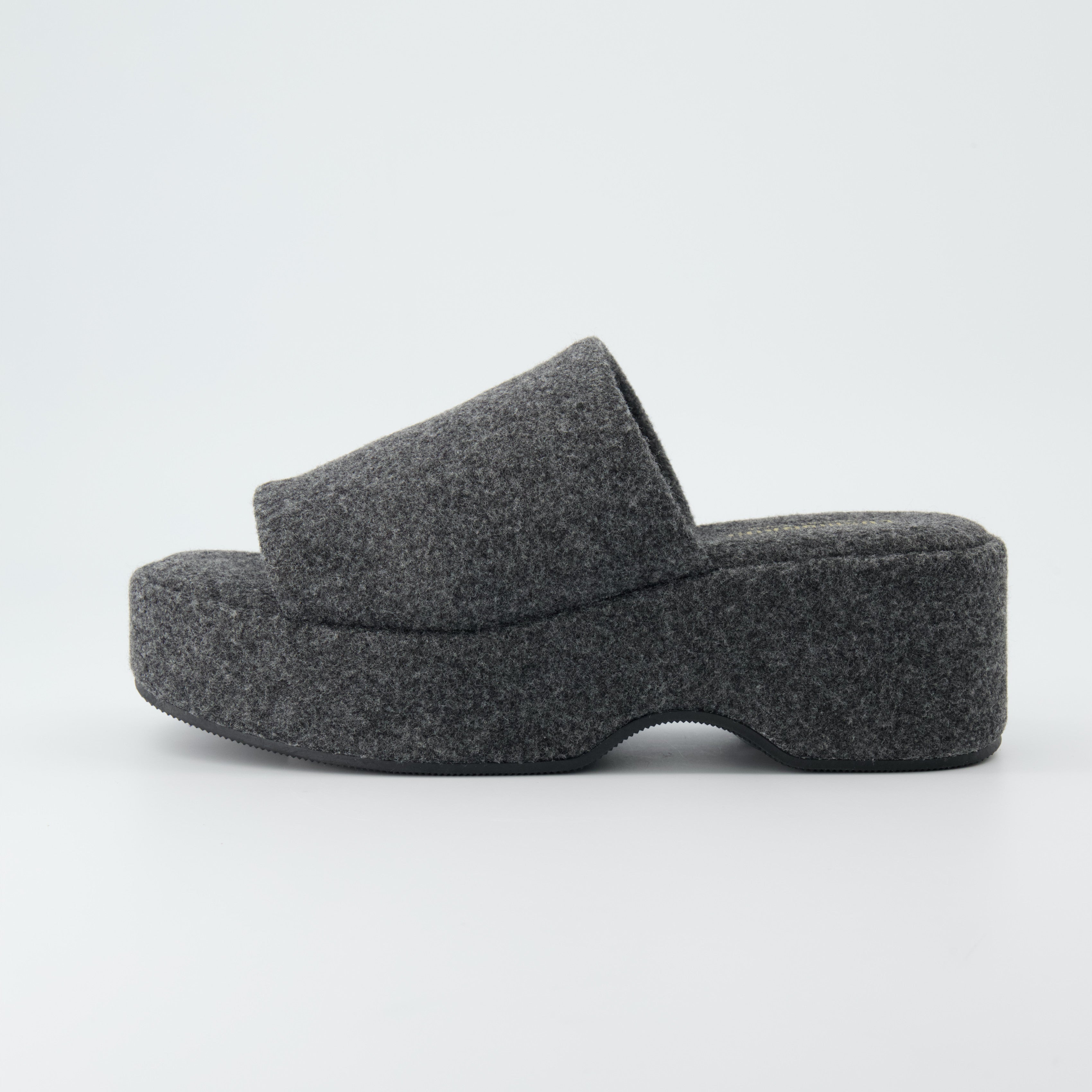 Spin One-Band Platform Sandal Grey Wool
