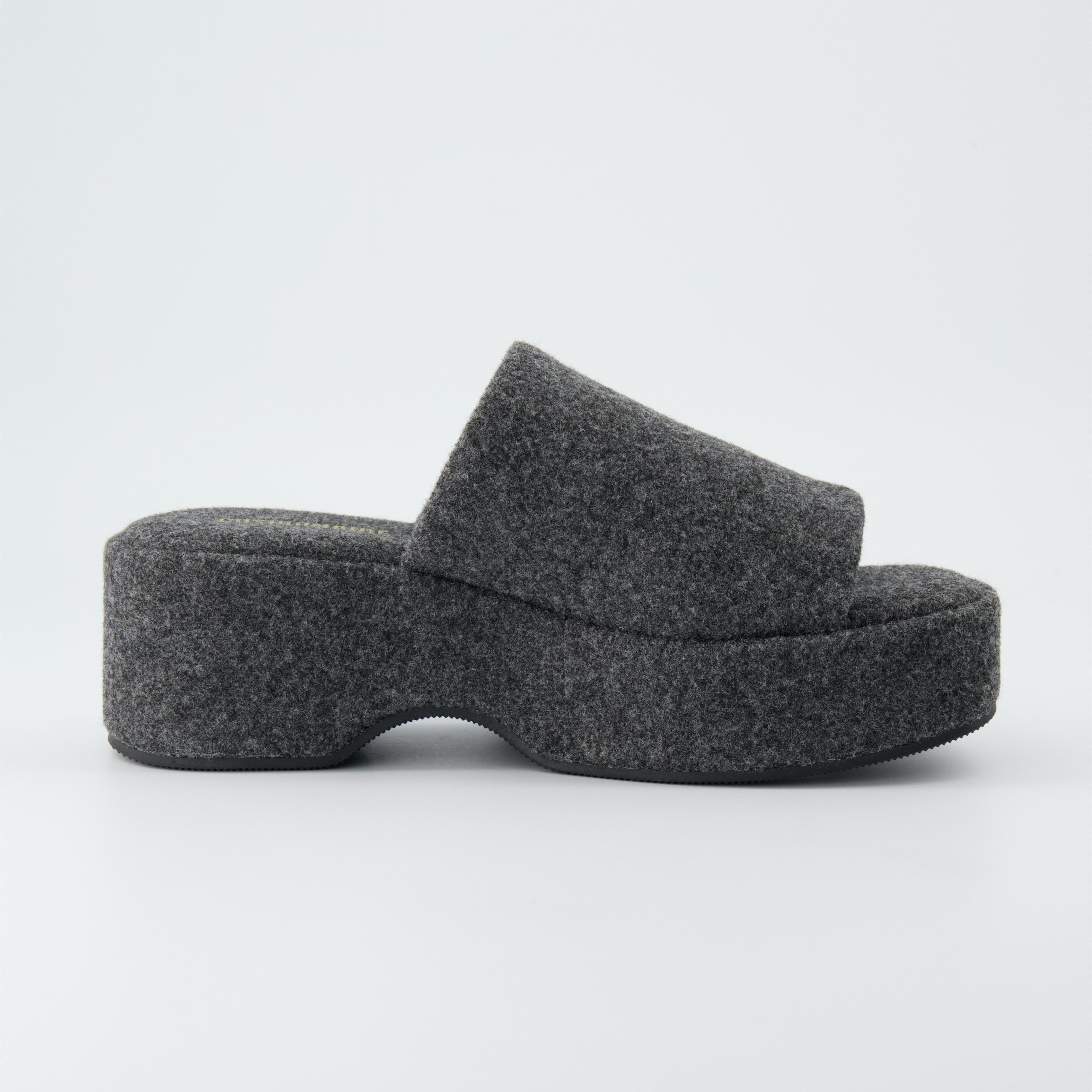 Spin One-Band Platform Sandal Grey Wool