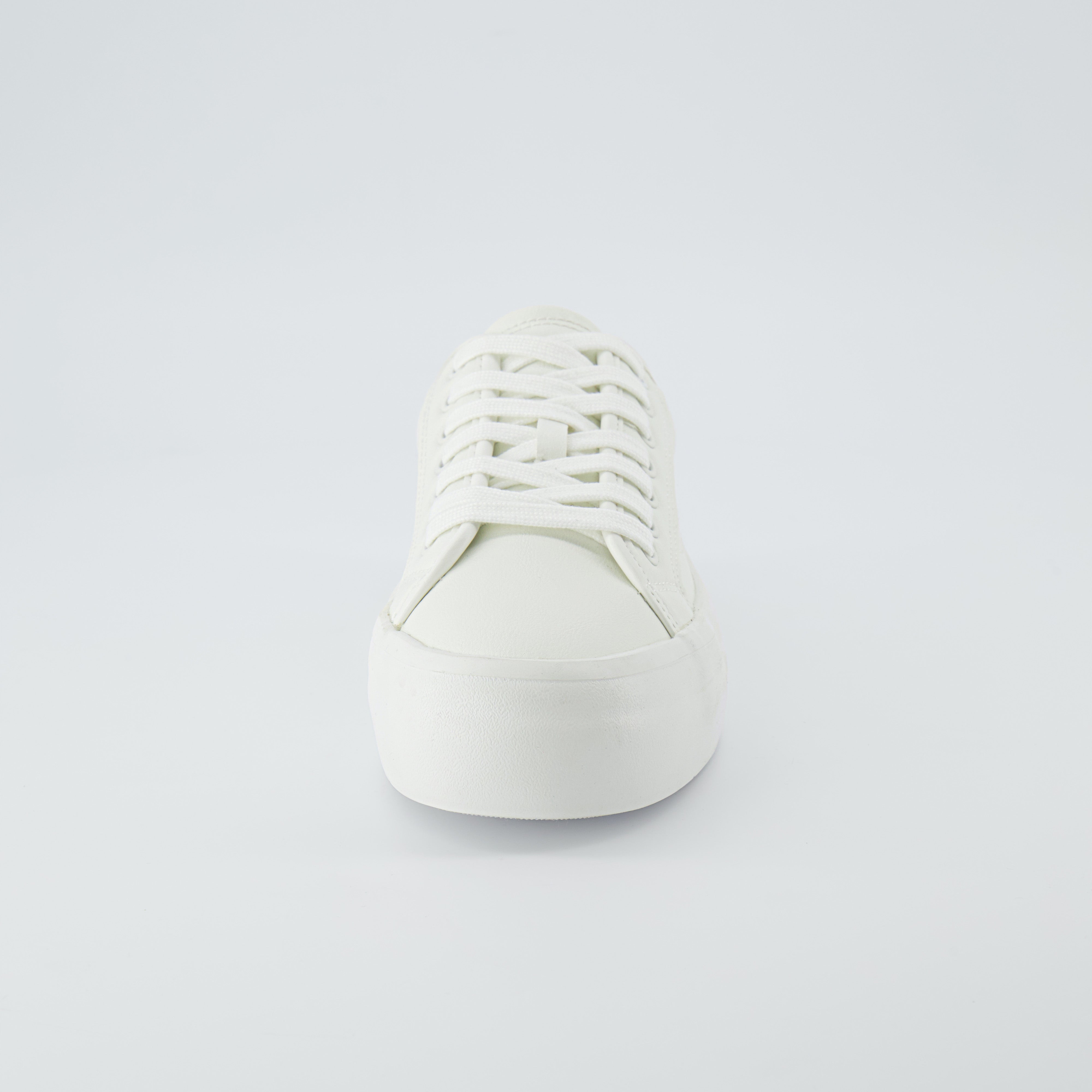 Tag Low Top Canvas Sneaker White Vegan Leather