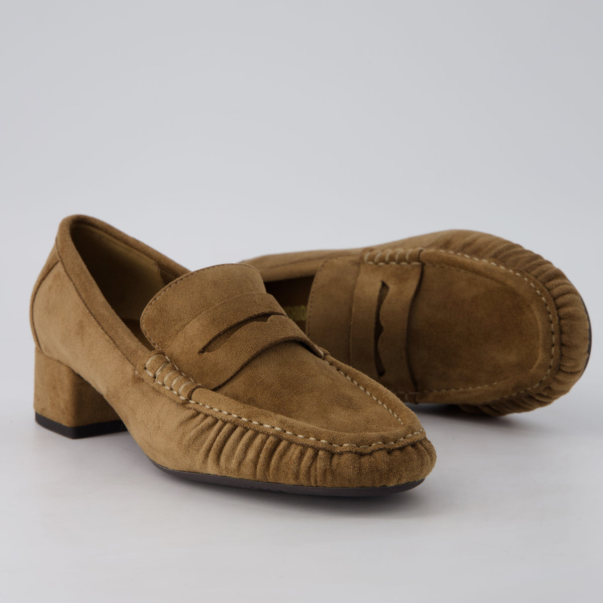 Teah Heeled Penny Loafers Camel Medium