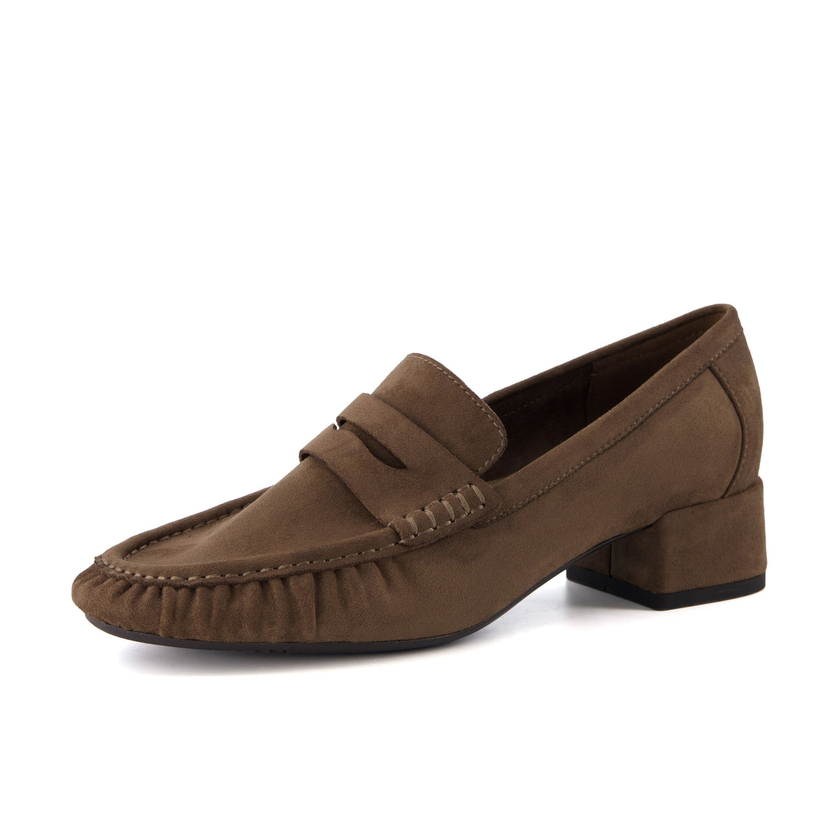 Teah Heeled Penny Loafers Taupe Medium