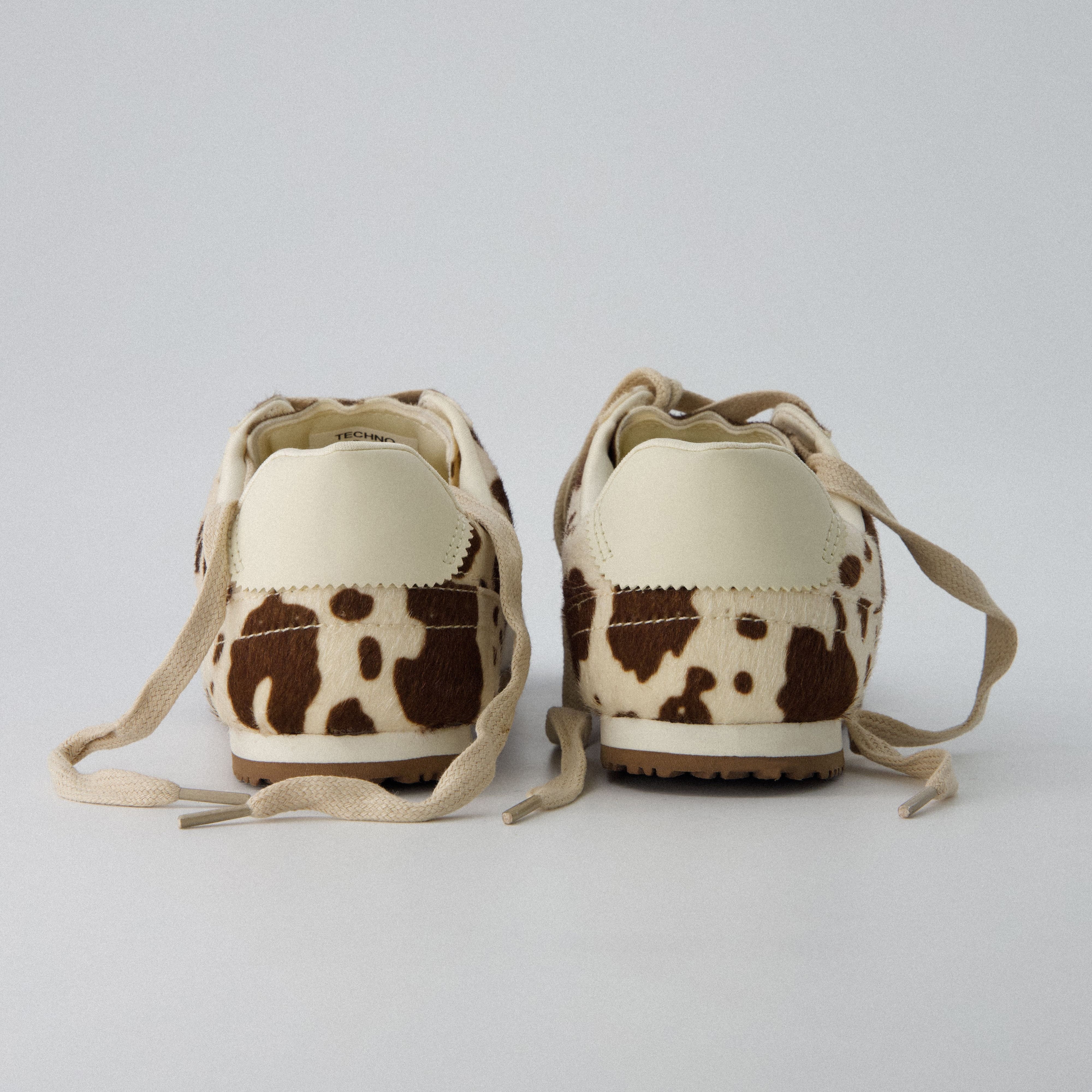 Techno Calf-Hair Lace-Up Sneakers Cow Print