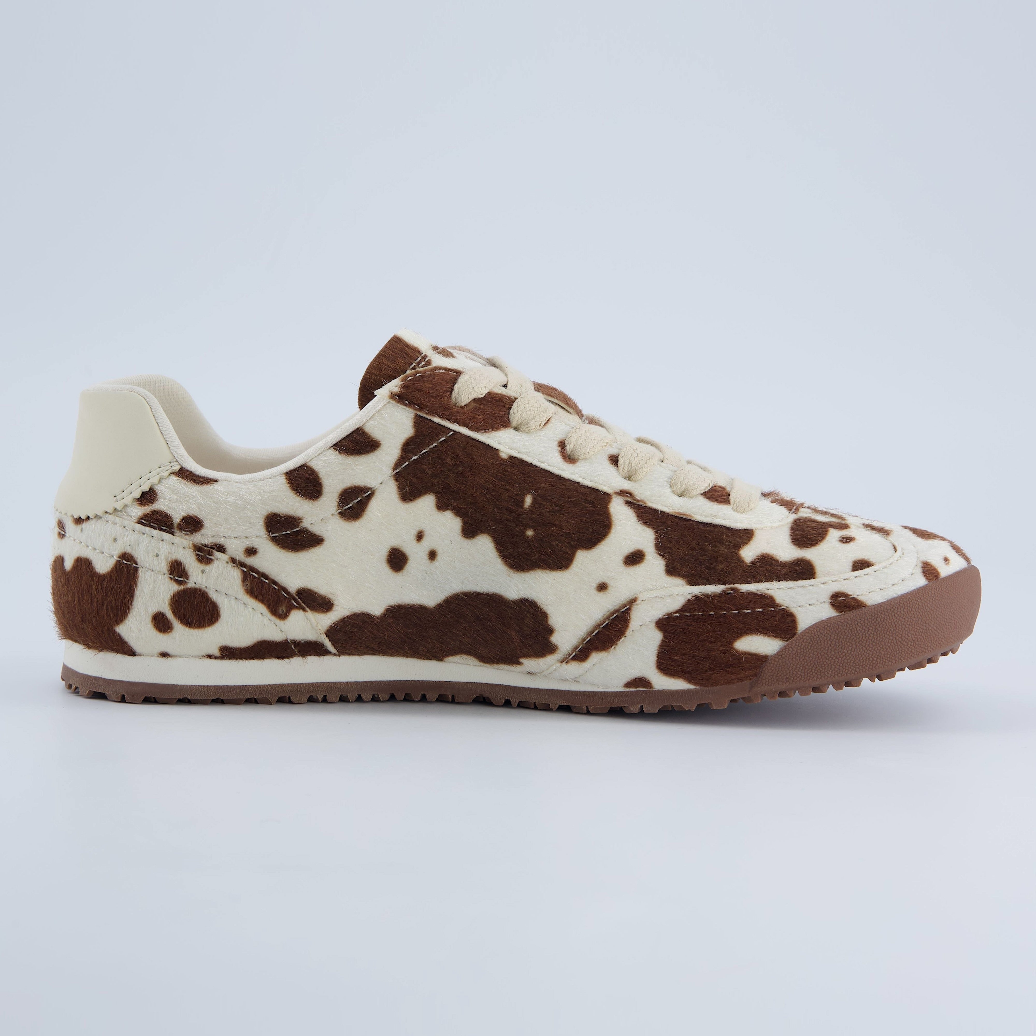Techno Calf-Hair Lace-Up Sneakers Cow Print