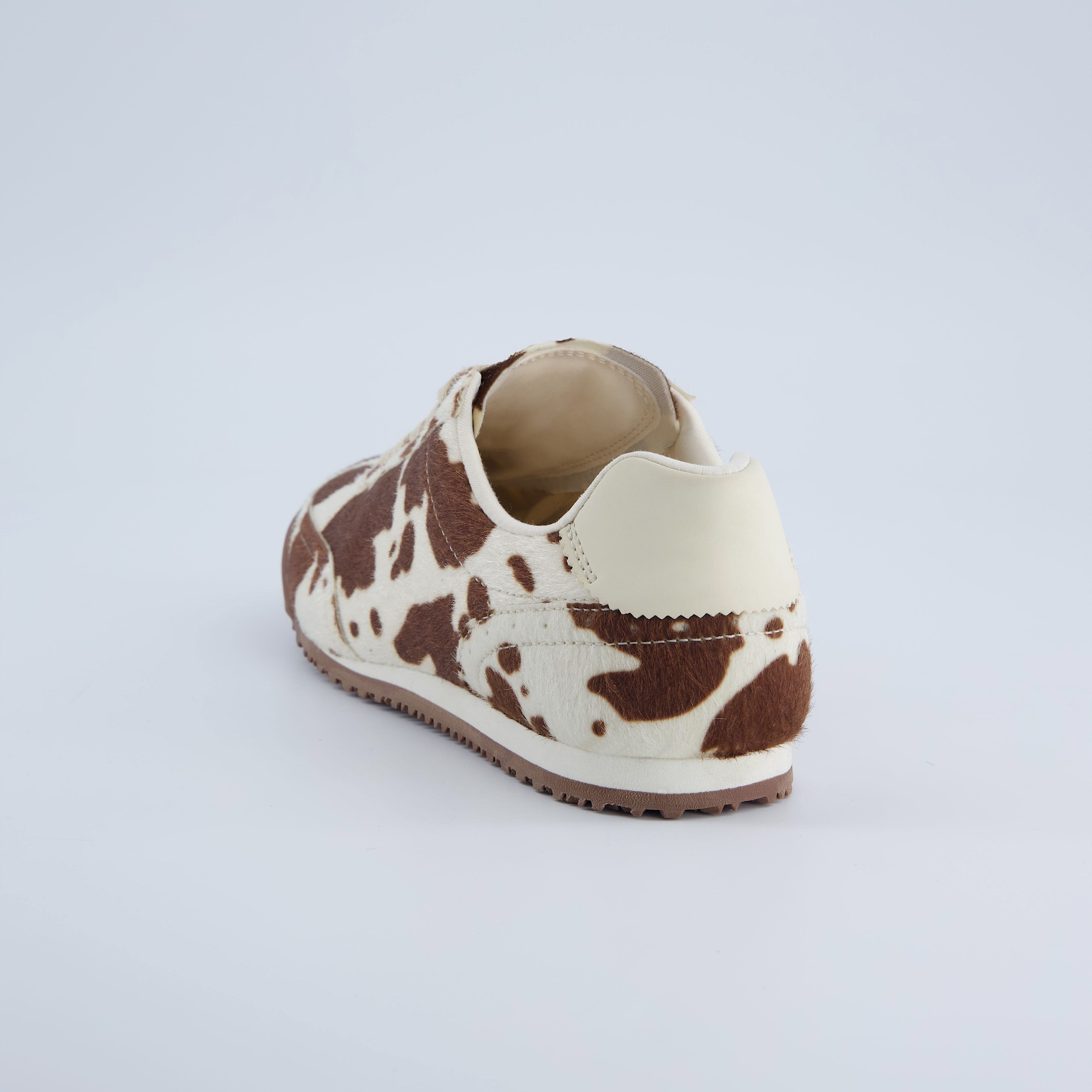 Techno Calf-Hair Lace-Up Sneakers Cow Print