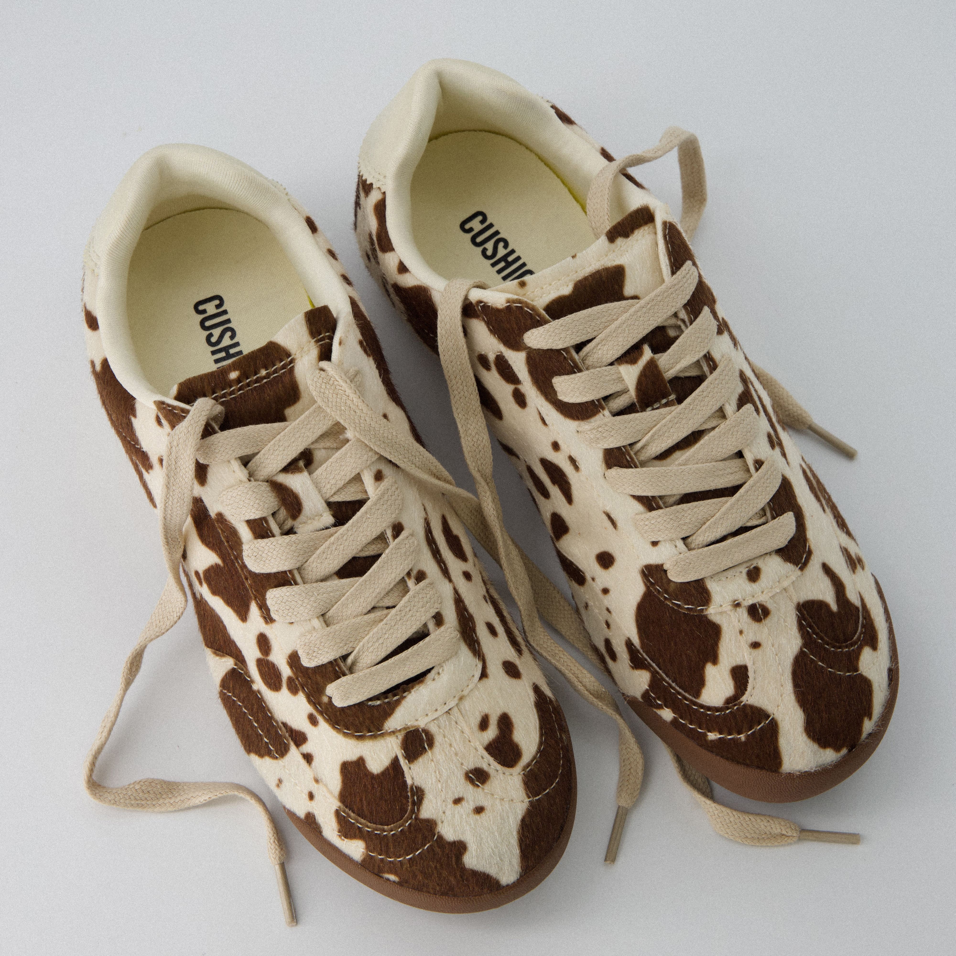 Techno Calf-Hair Lace-Up Sneakers Cow Print