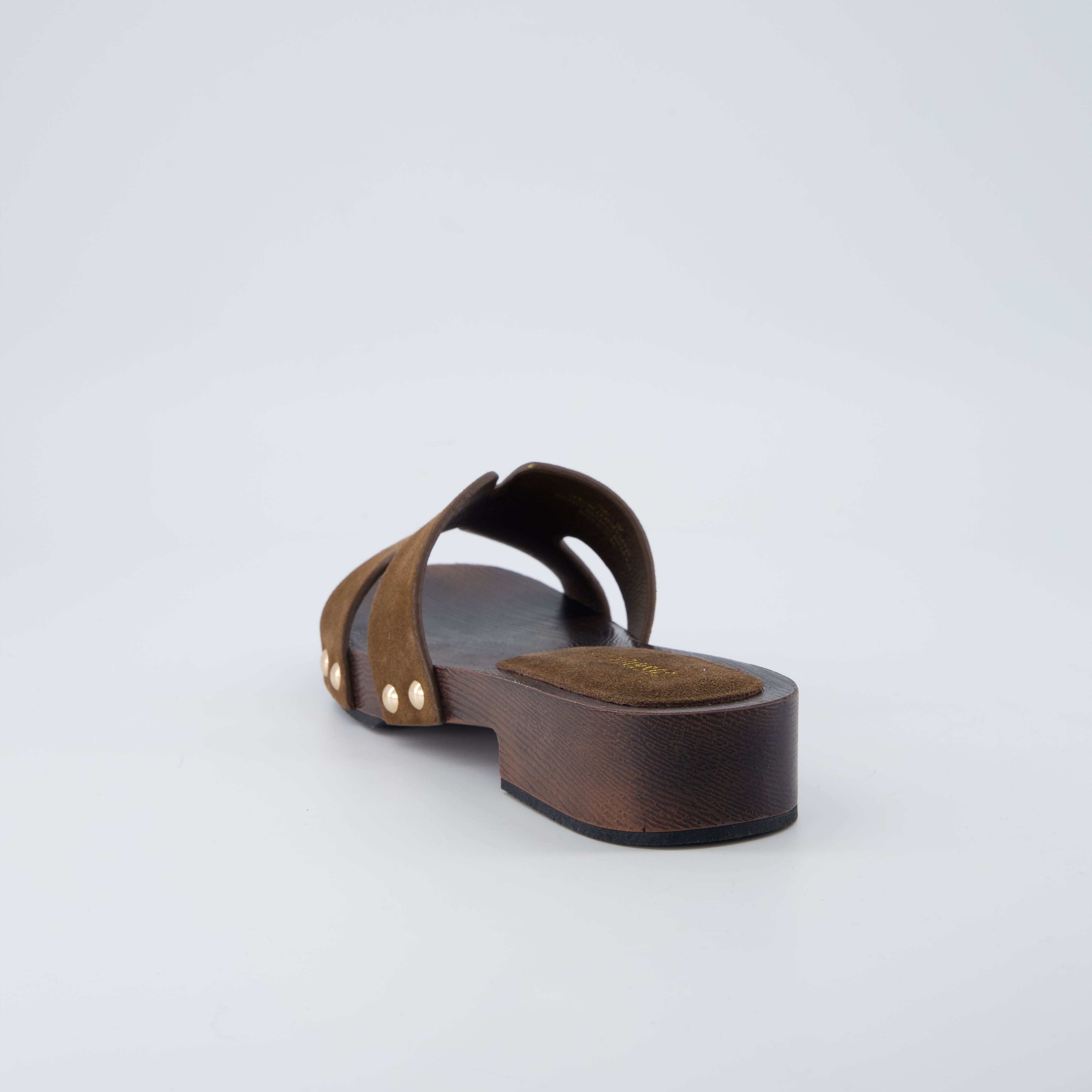 Thai-L Genuine Leather Platform Sandals Brown Medium