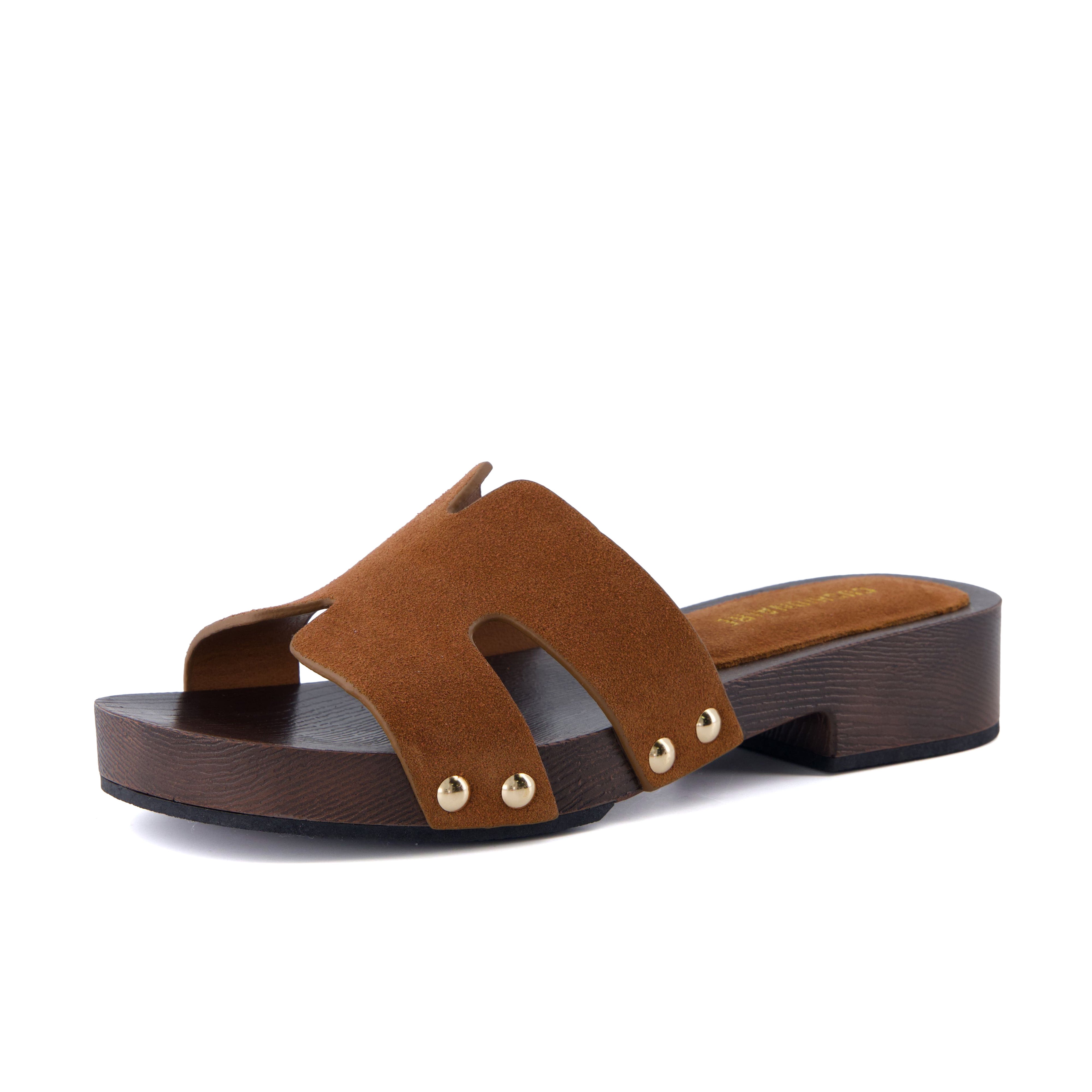 Thai-L Genuine Leather Platform Sandals Cognac Medium