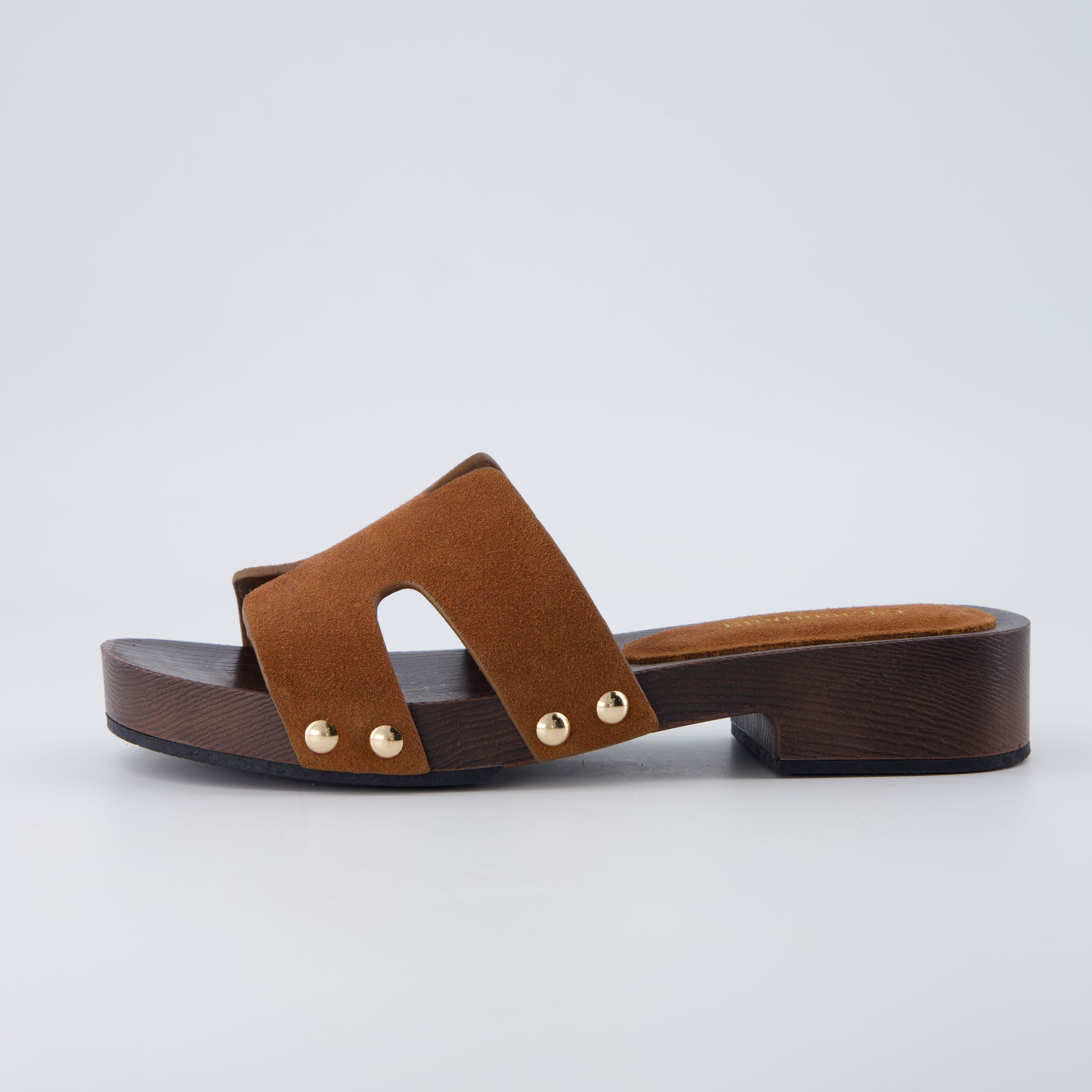 Thai-L Genuine Leather Platform Sandals Cognac Medium