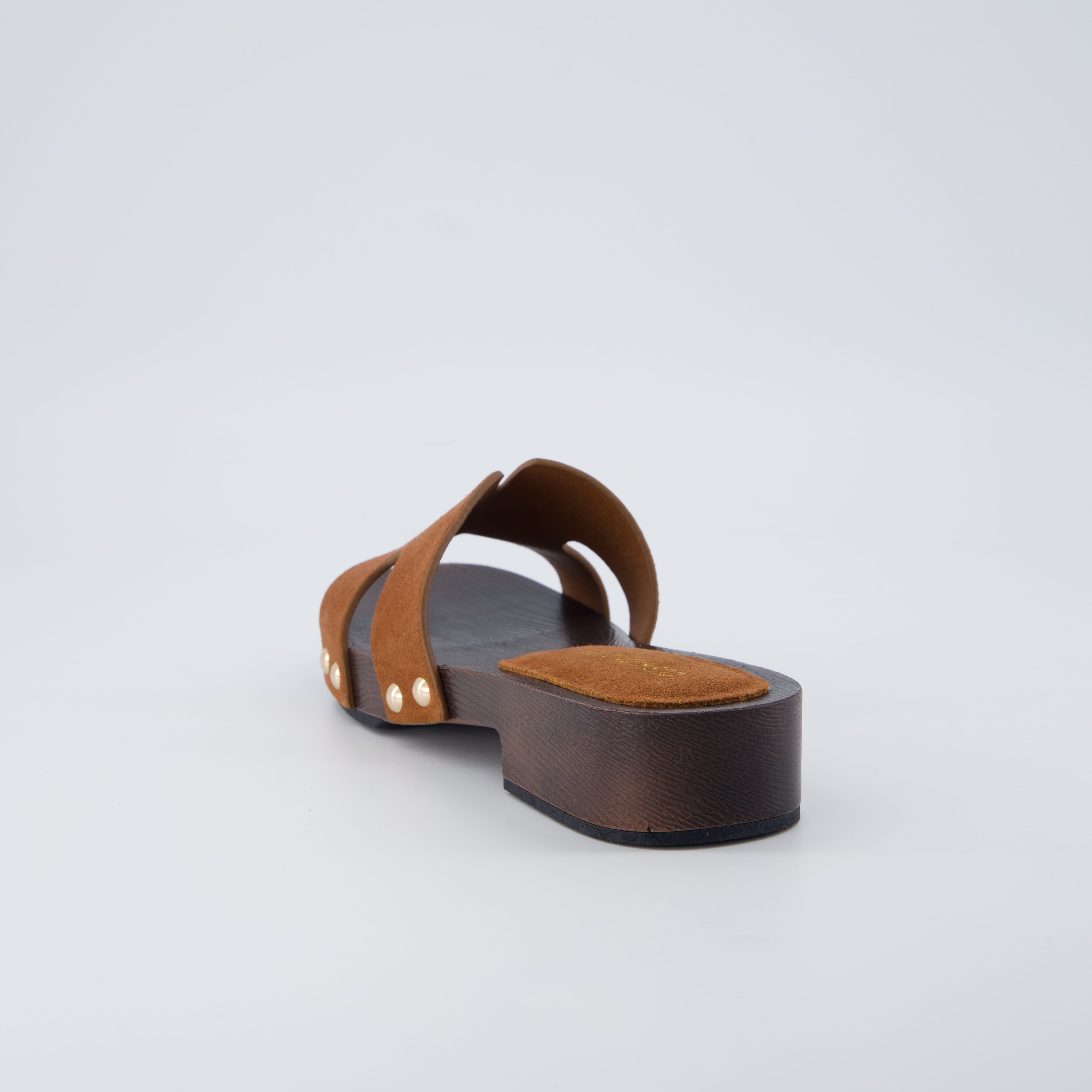 Thai-L Genuine Leather Platform Sandals Cognac Medium