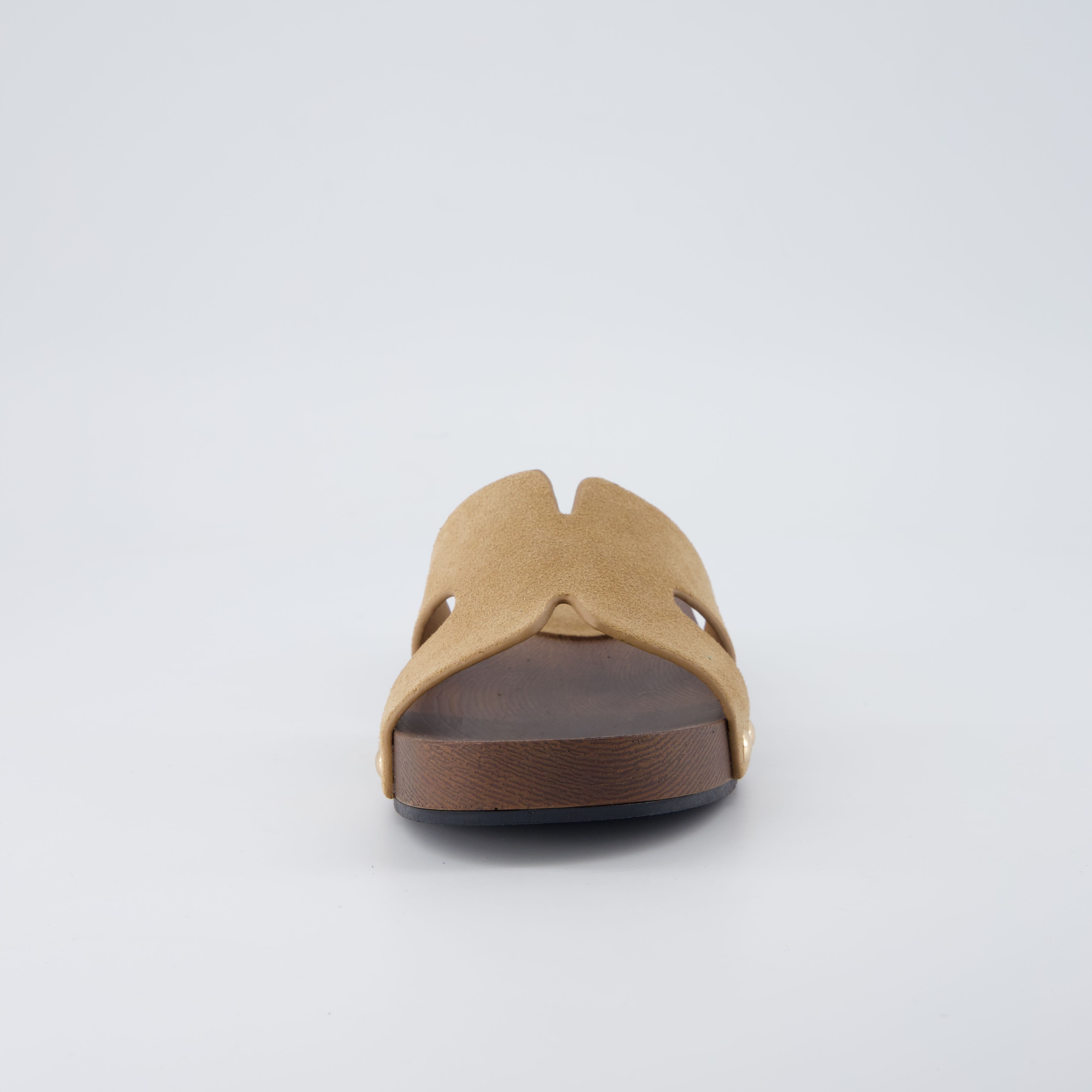 Thai-L Genuine Leather Platform Sandals Taupe Medium