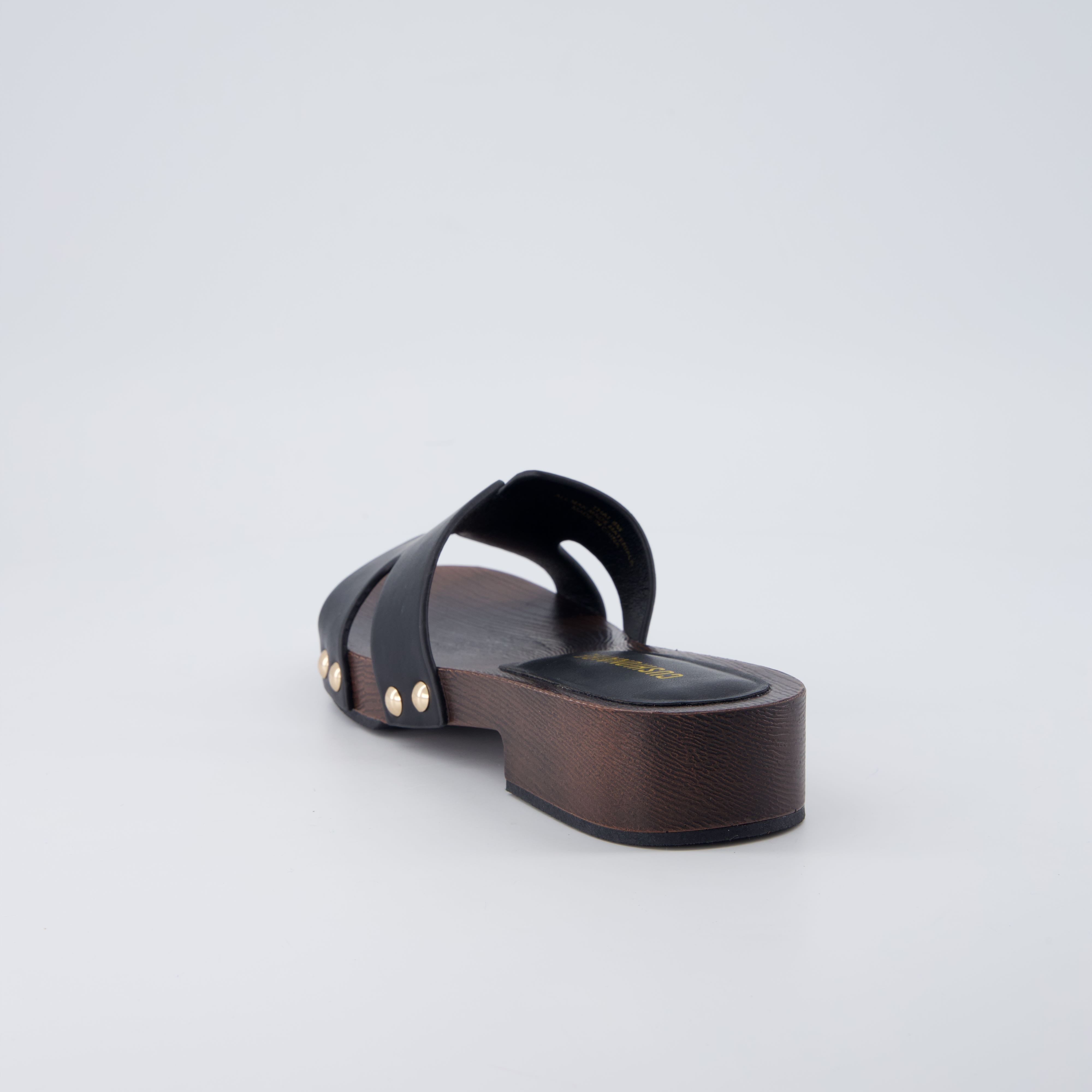 Thai Vegan Leather Platform Sandals Black Medium