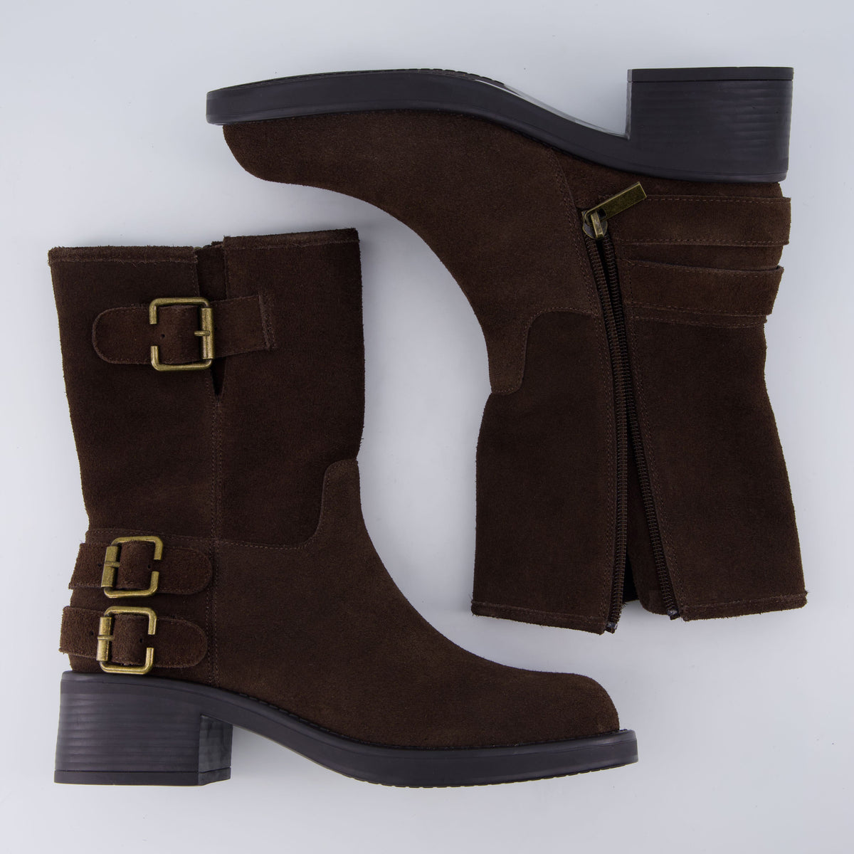 Tidy Suede Moto Boots
