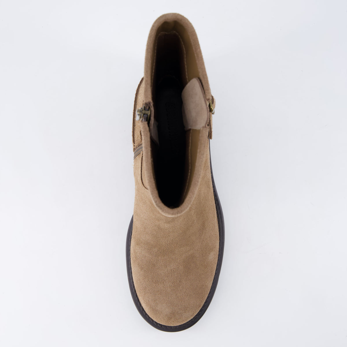 Tidy Suede Moto Boots Taupe