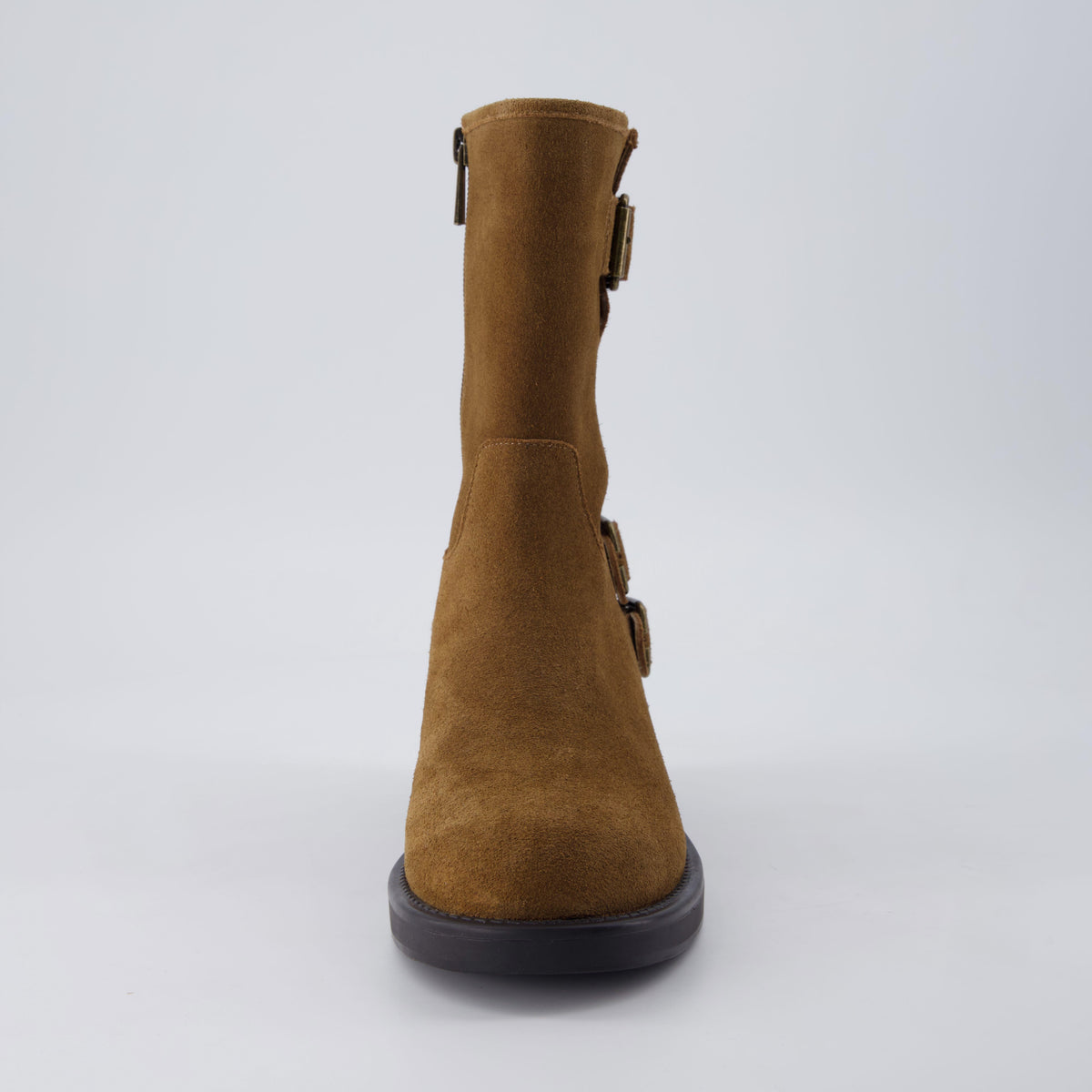 Tidy Suede Moto Boots Tobacco