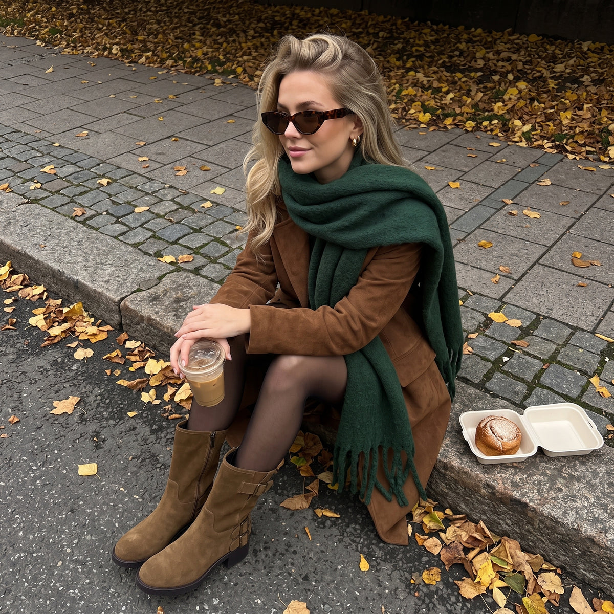 Tidy Suede Moto Boots Tobacco