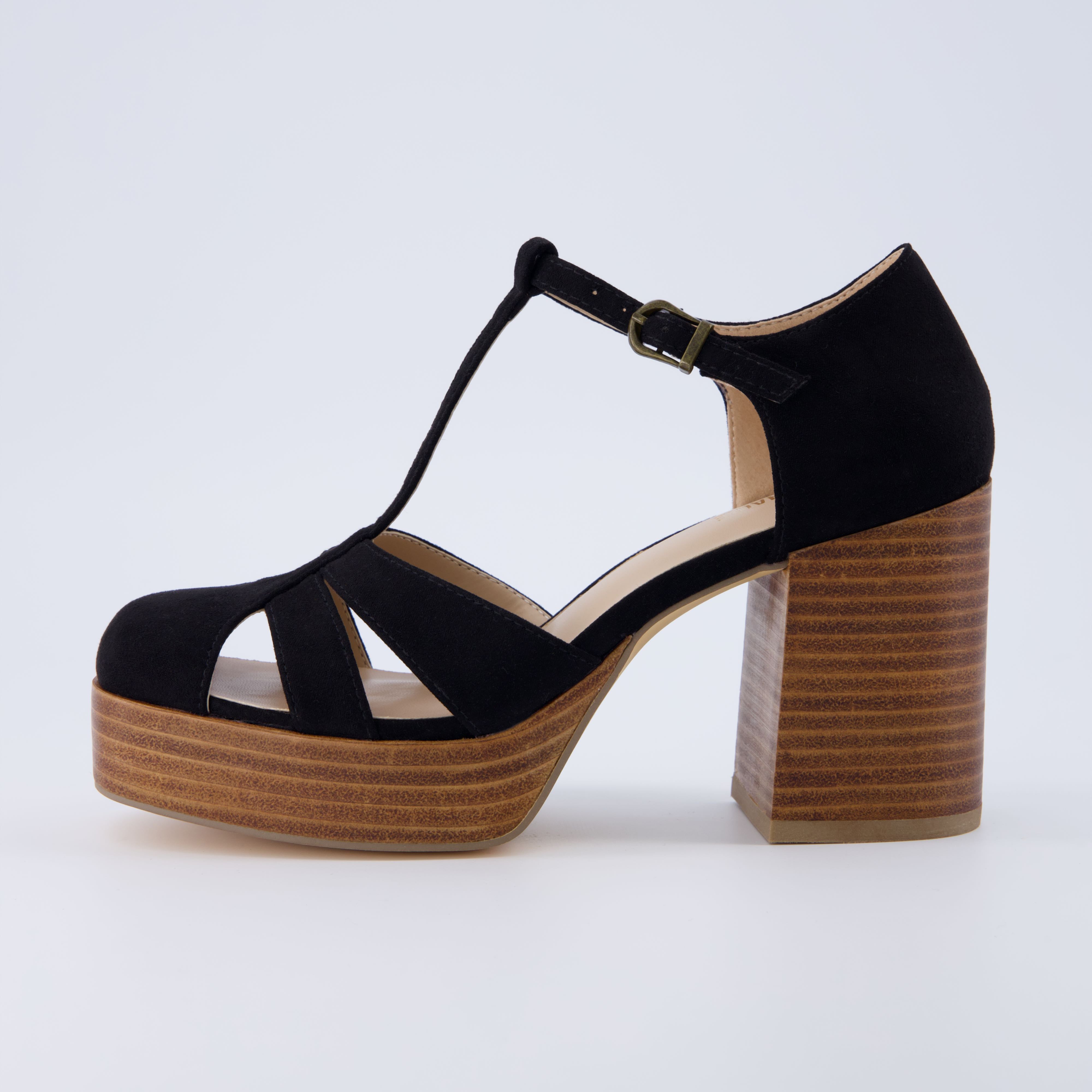 Tizzy Platform Heeled Sandal Black Suede
