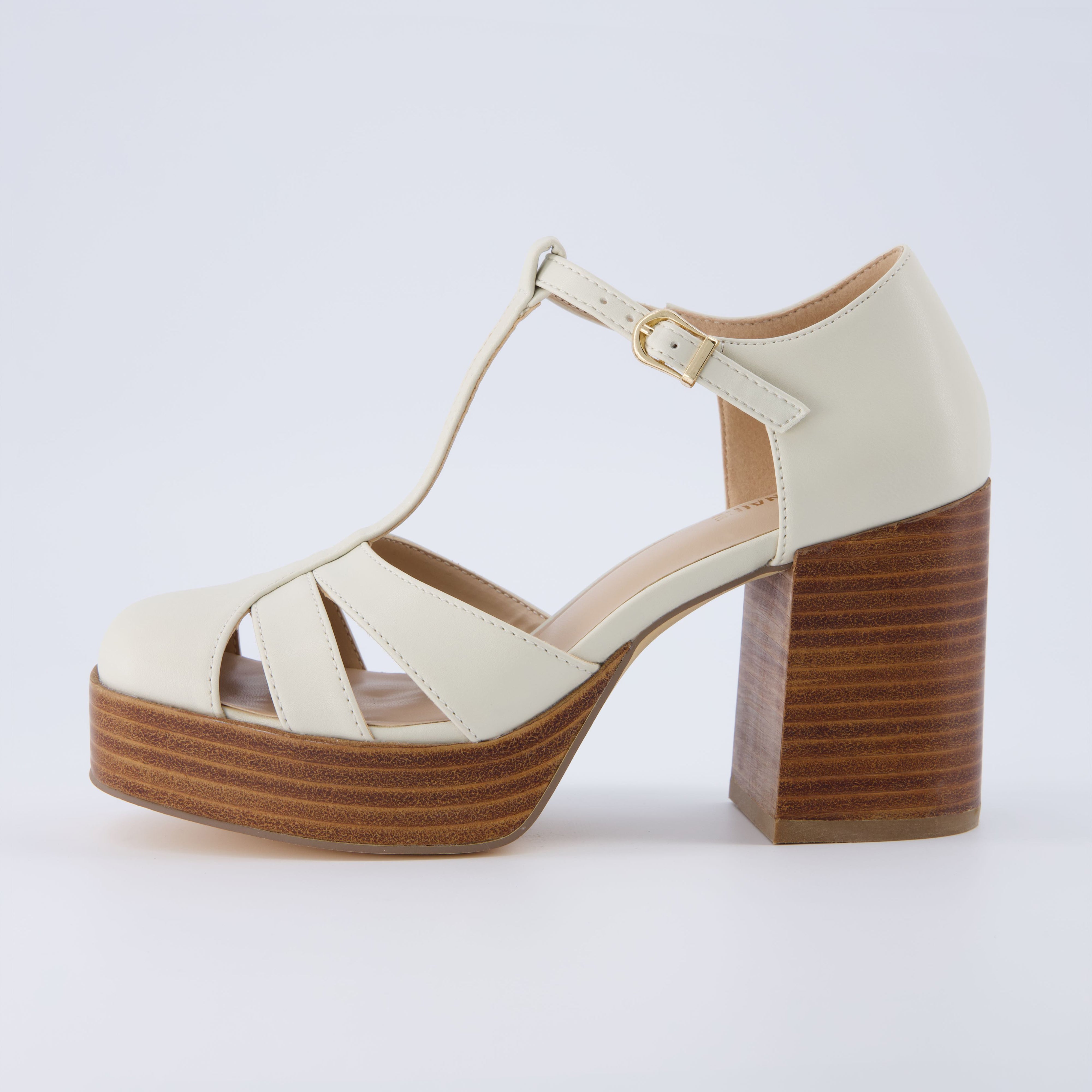 Tizzy Platform Heeled Sandal Cream