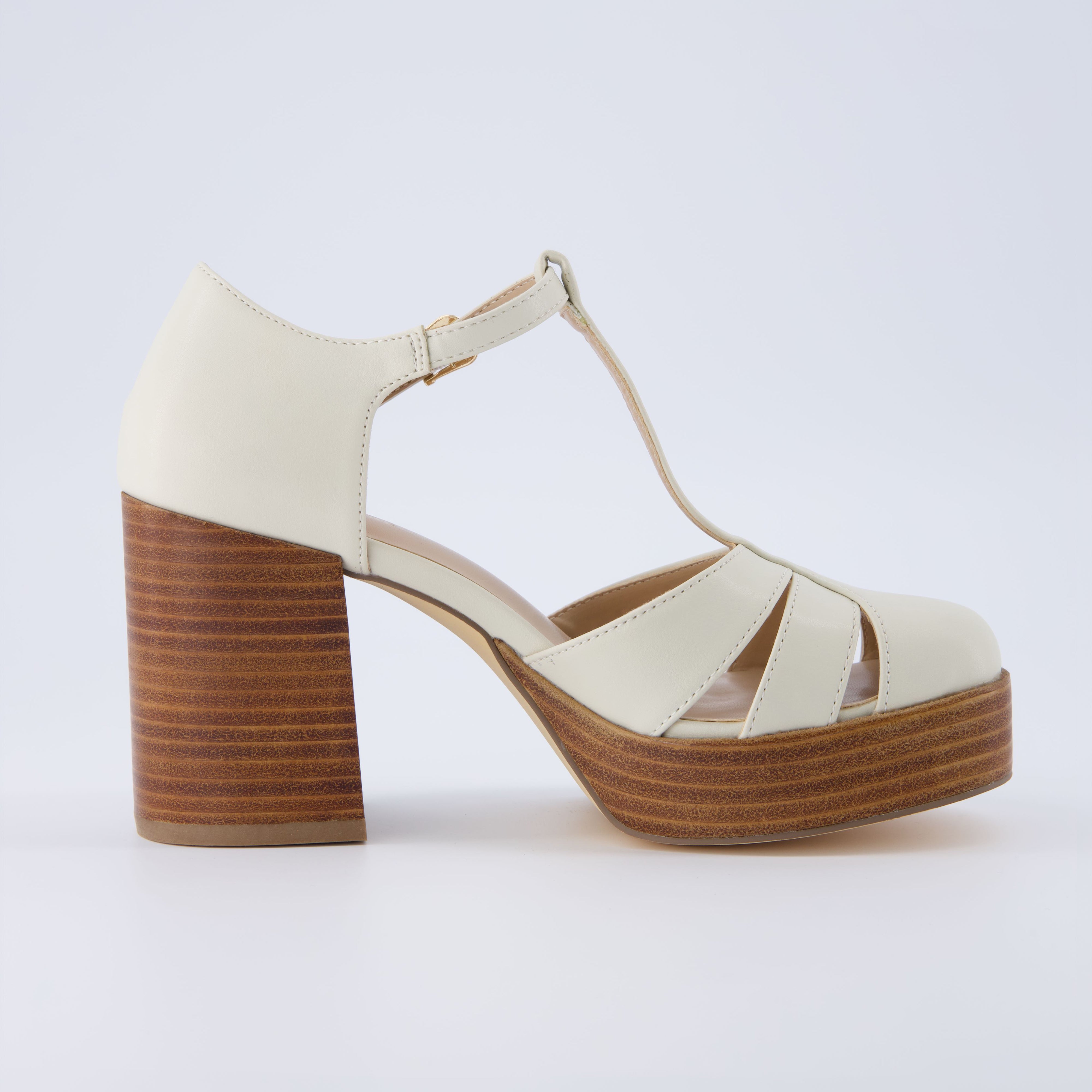 Tizzy Platform Heeled Sandal Cream