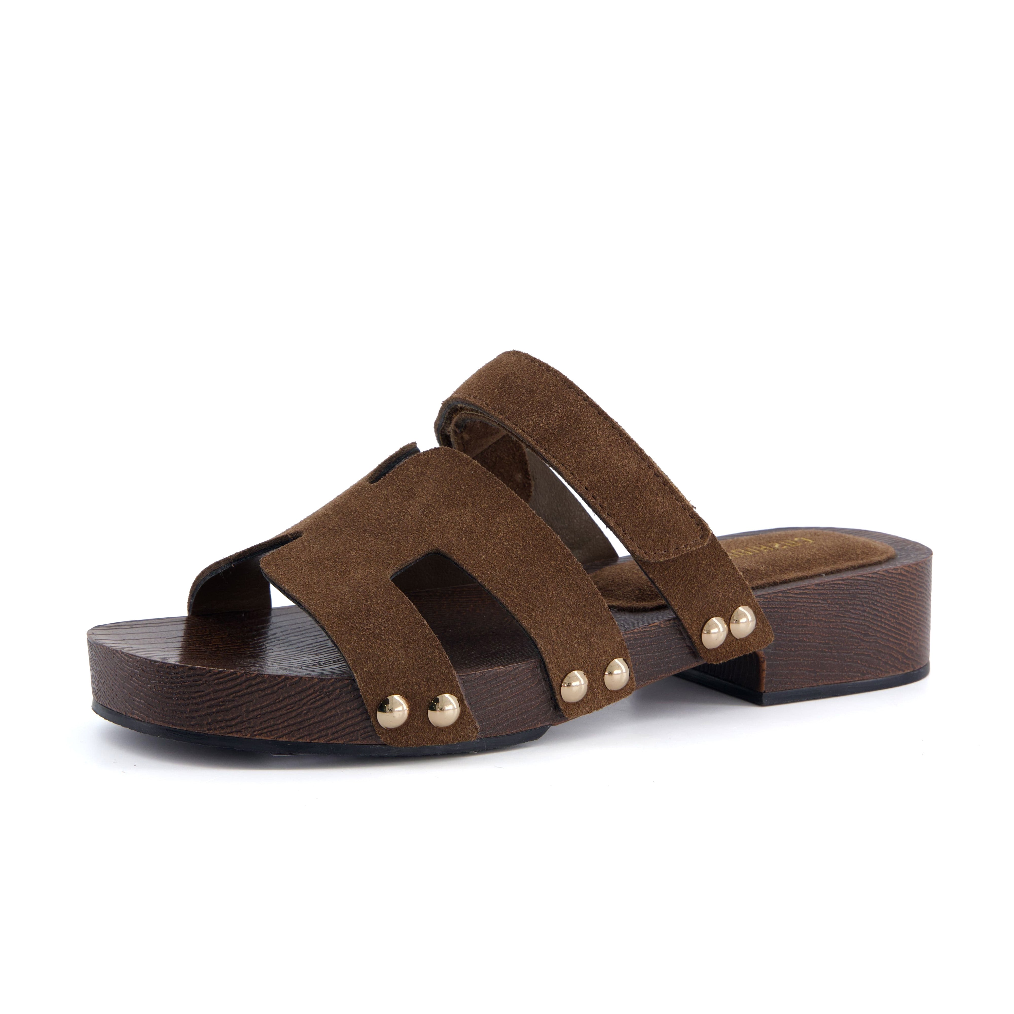 Tokyo Genuine Suede Sandals Dark Brown