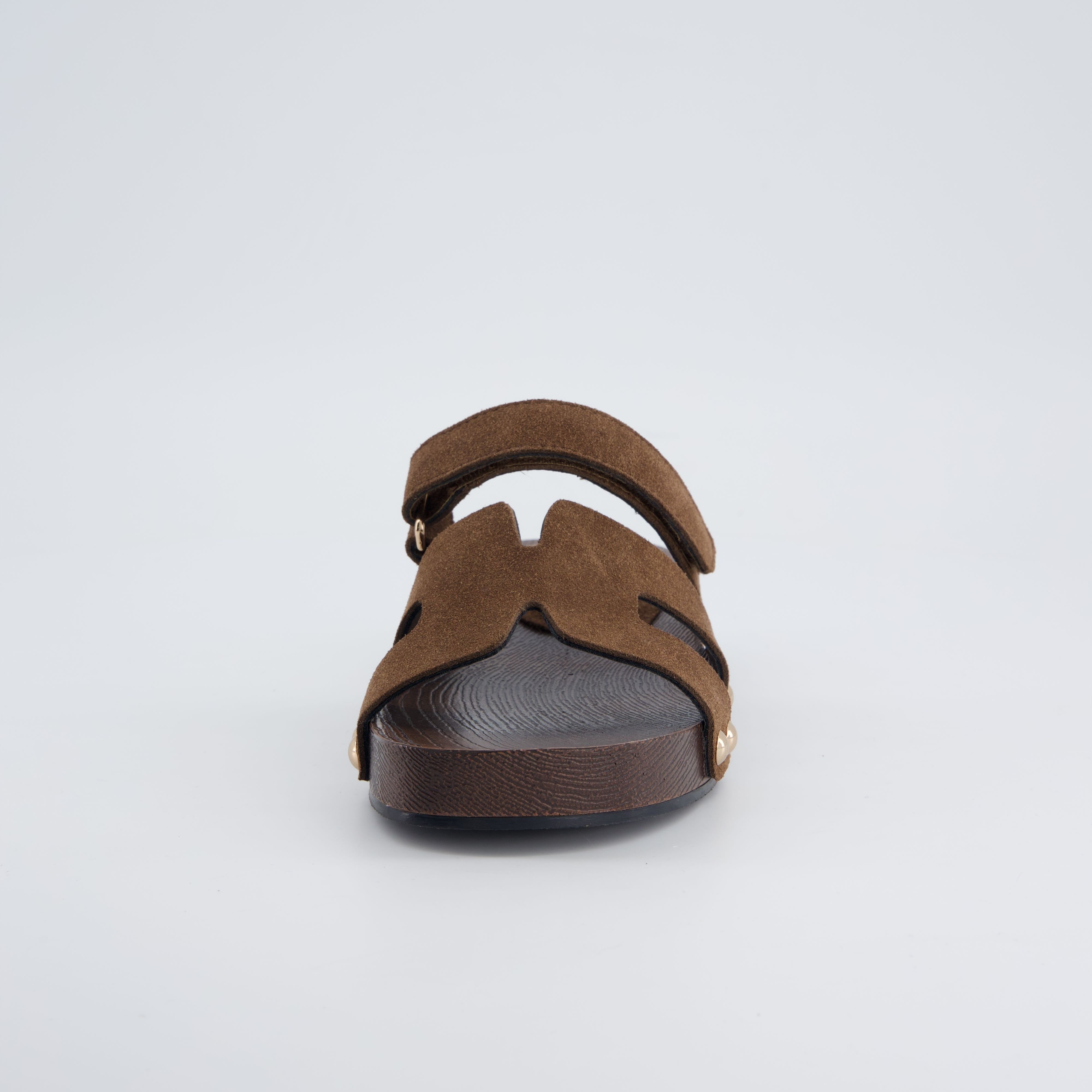 Tokyo Genuine Suede Sandals Dark Brown