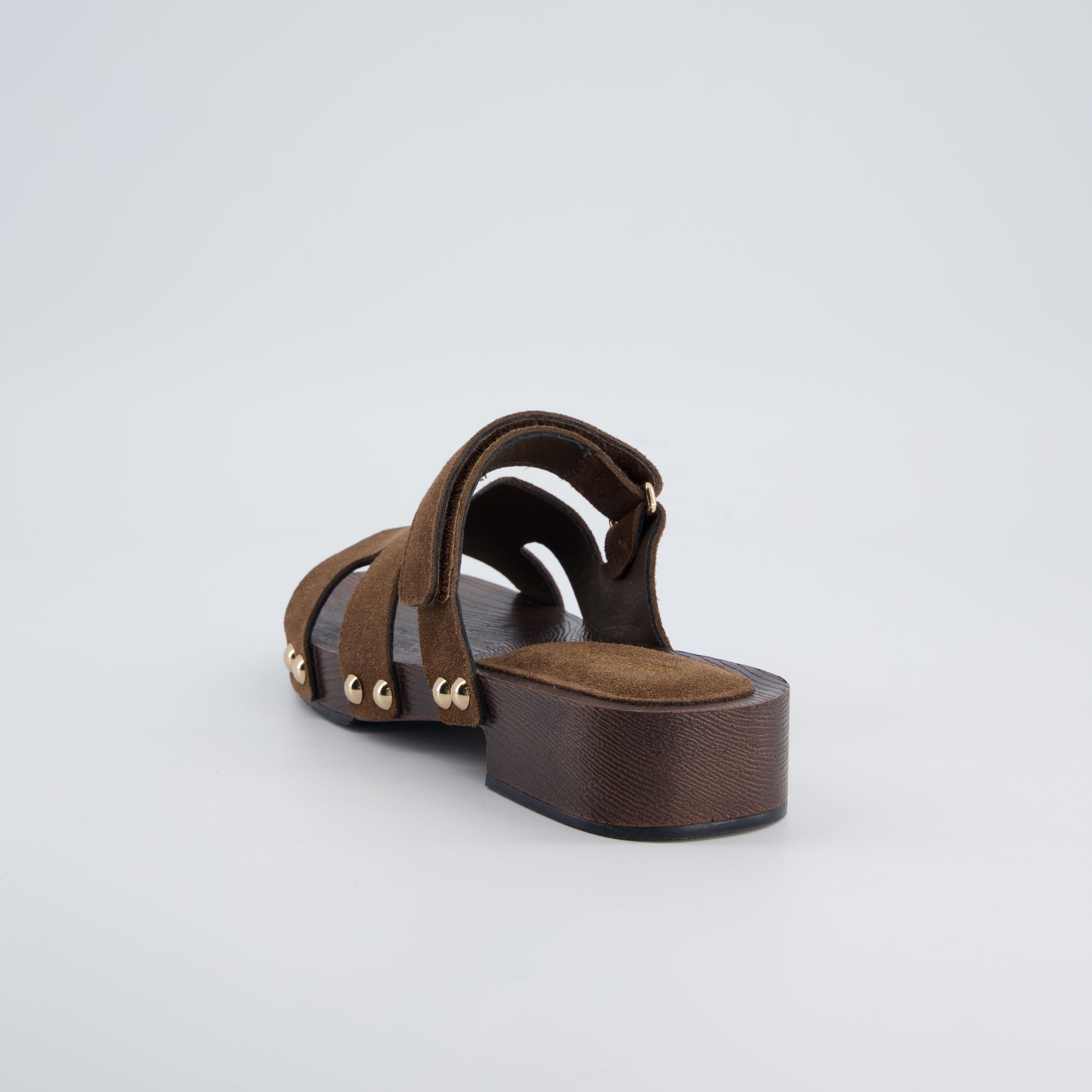 Tokyo Genuine Suede Sandals Dark Brown