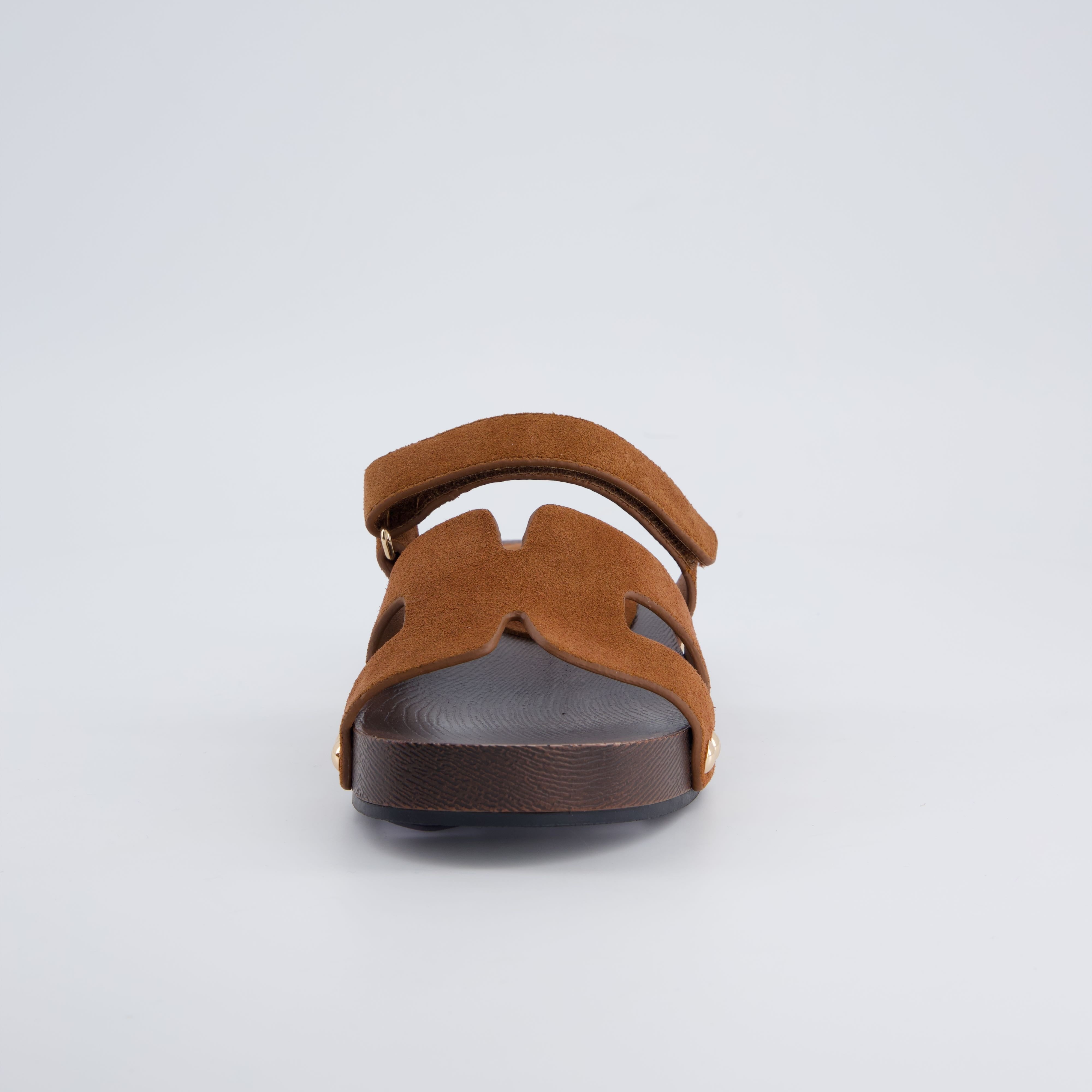 Tokyo Genuine Suede Sandals Cognac