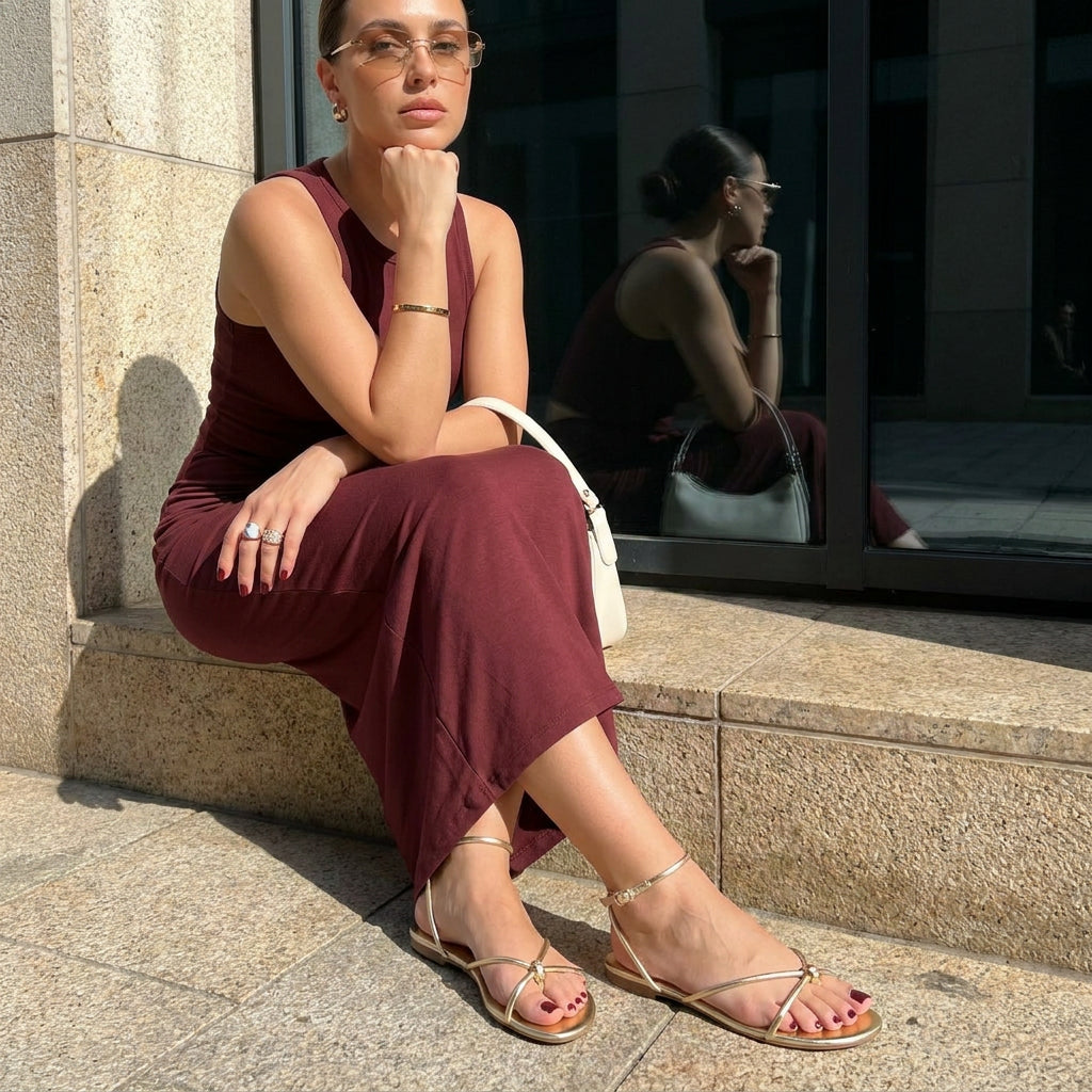Tory Strappy Flat Sandals Chocolate Medium