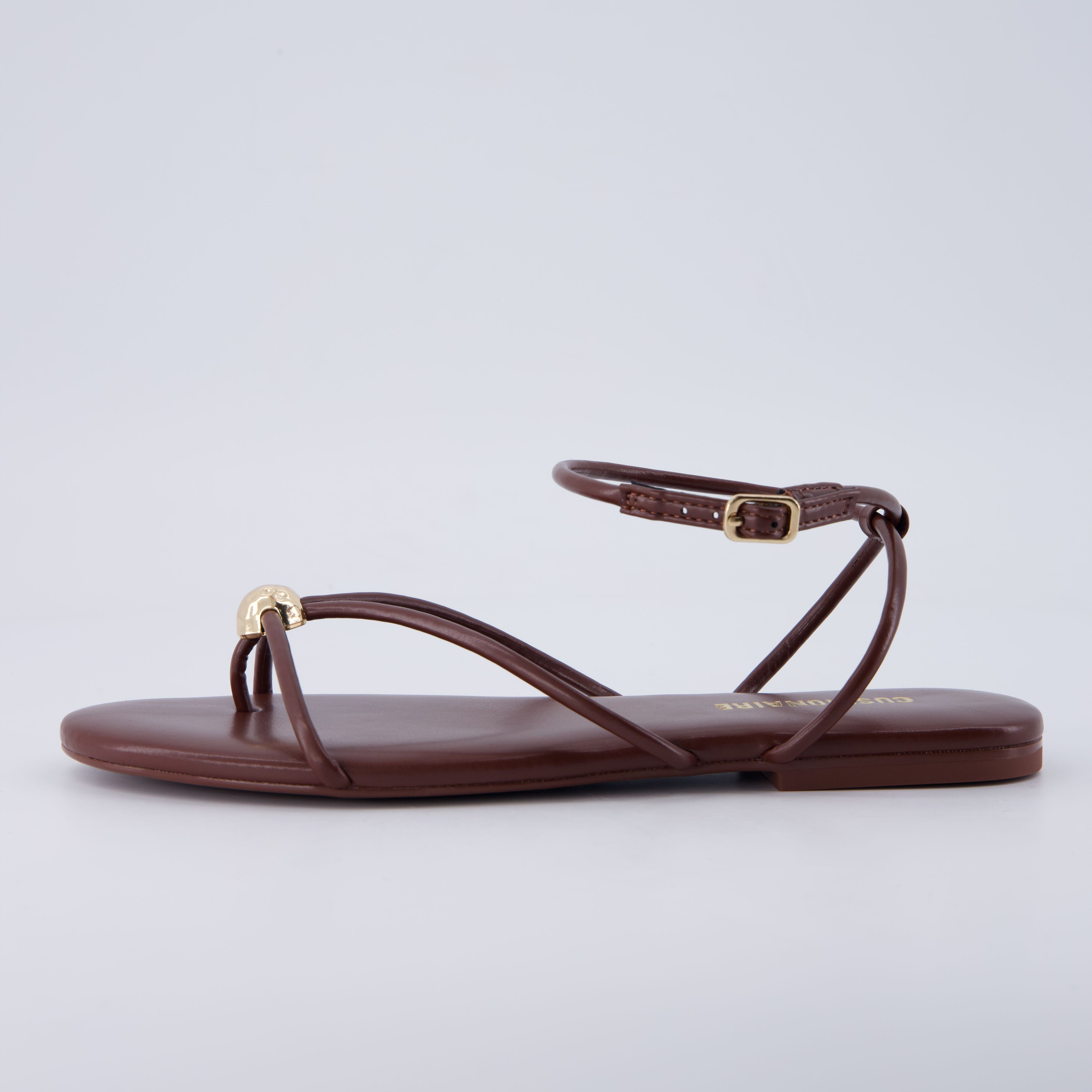 Tory Strappy Flat Sandals Chocolate Medium