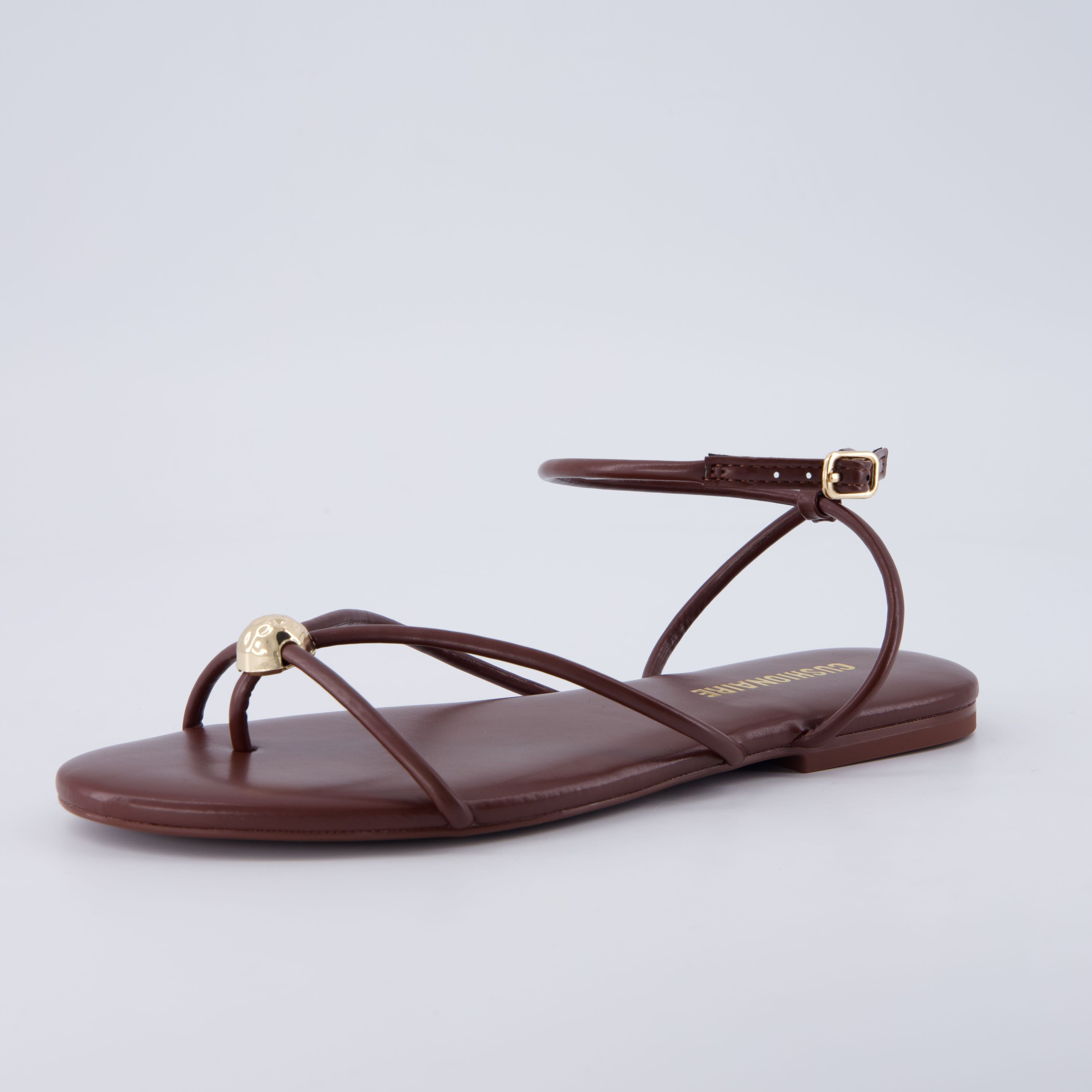 Tory Strappy Flat Sandals Chocolate Medium
