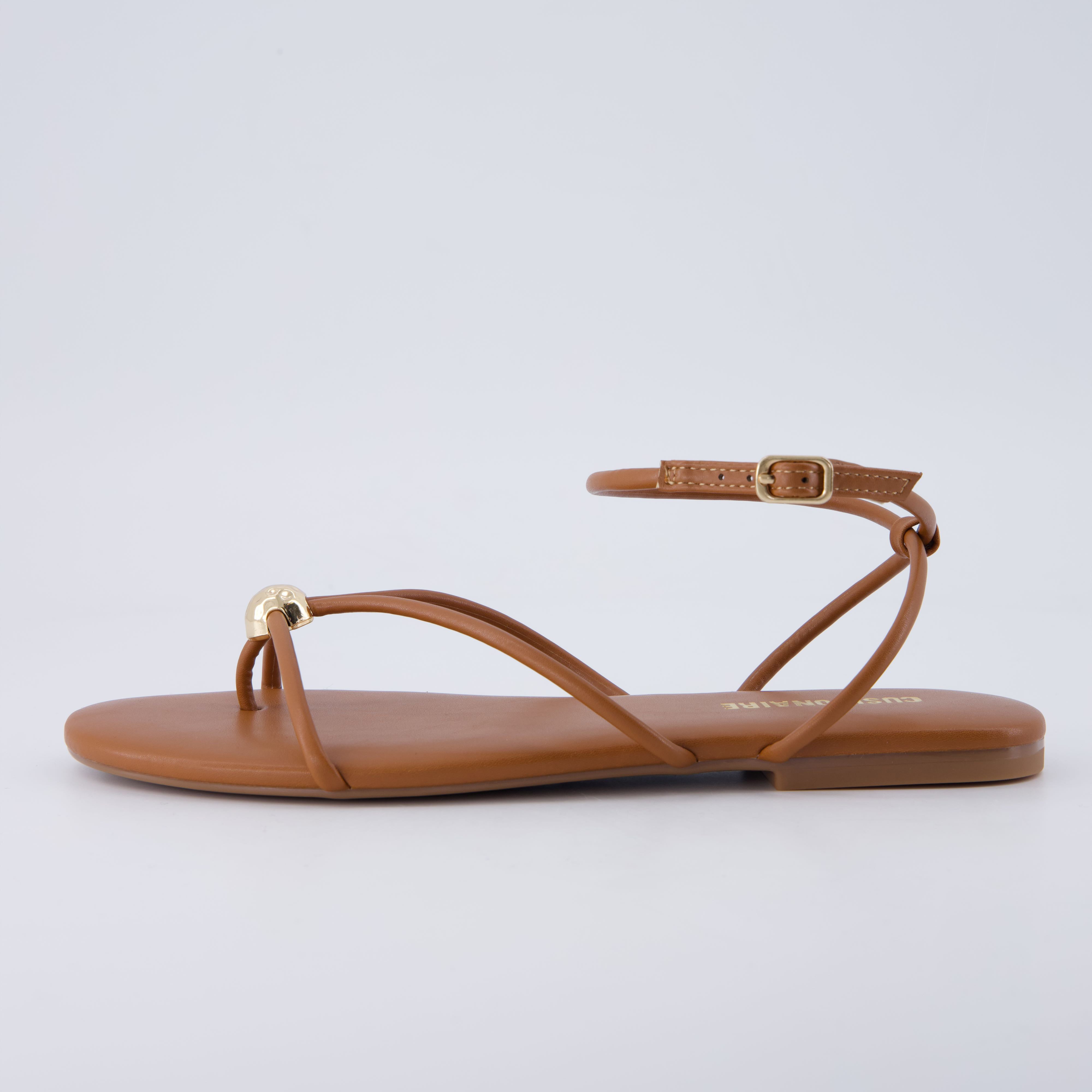 Tory Strappy Flat Sandals Whiskey Medium