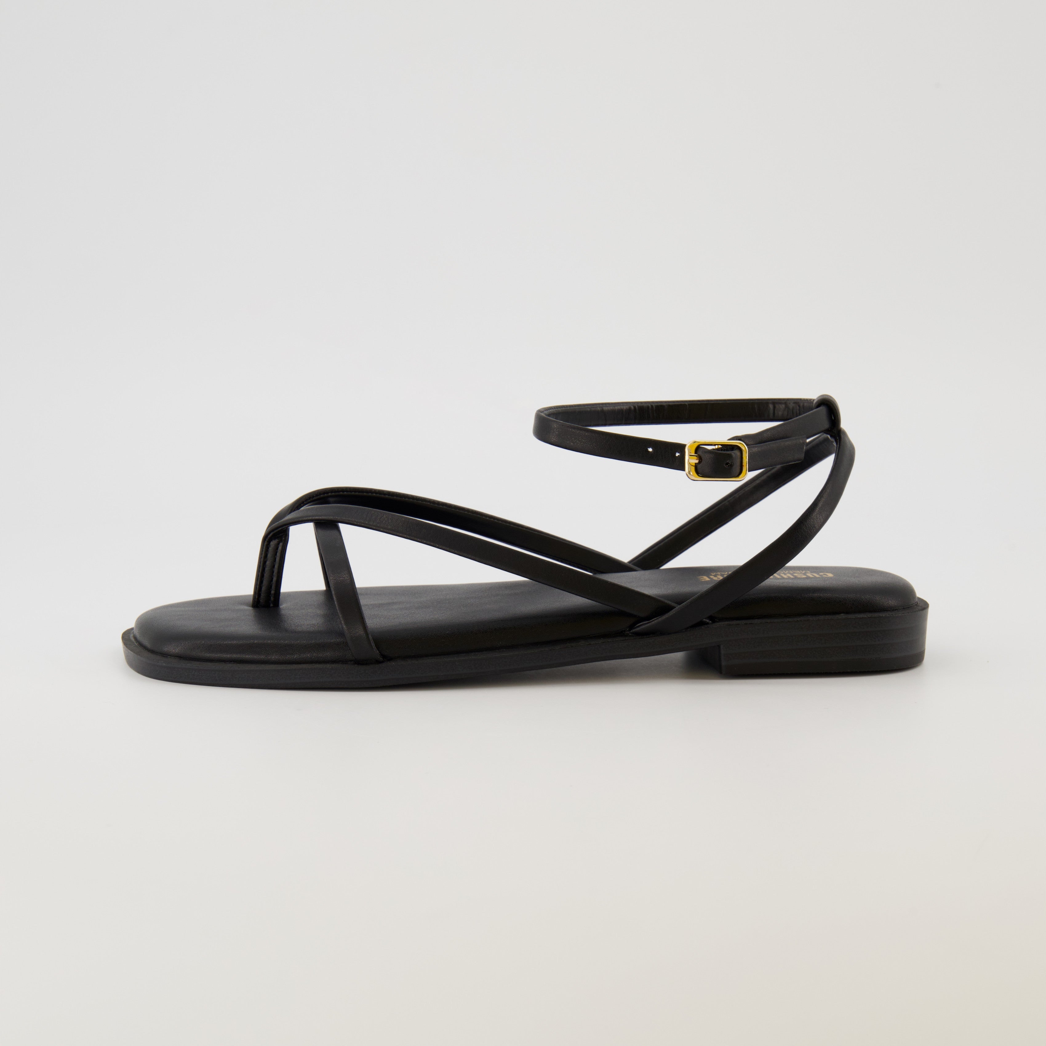 Vida Strappy Flat Sandal Black