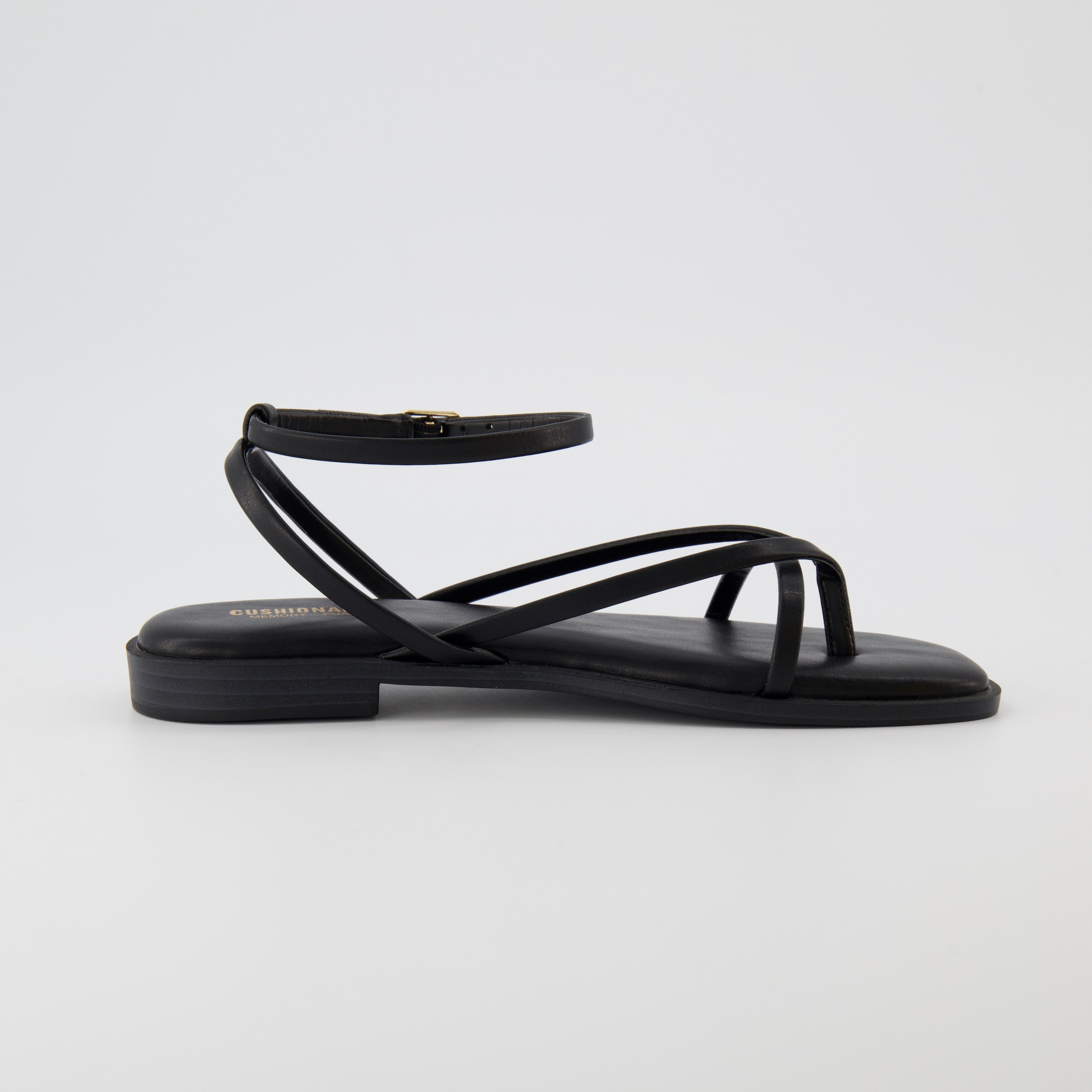 Vida Strappy Flat Sandal Black