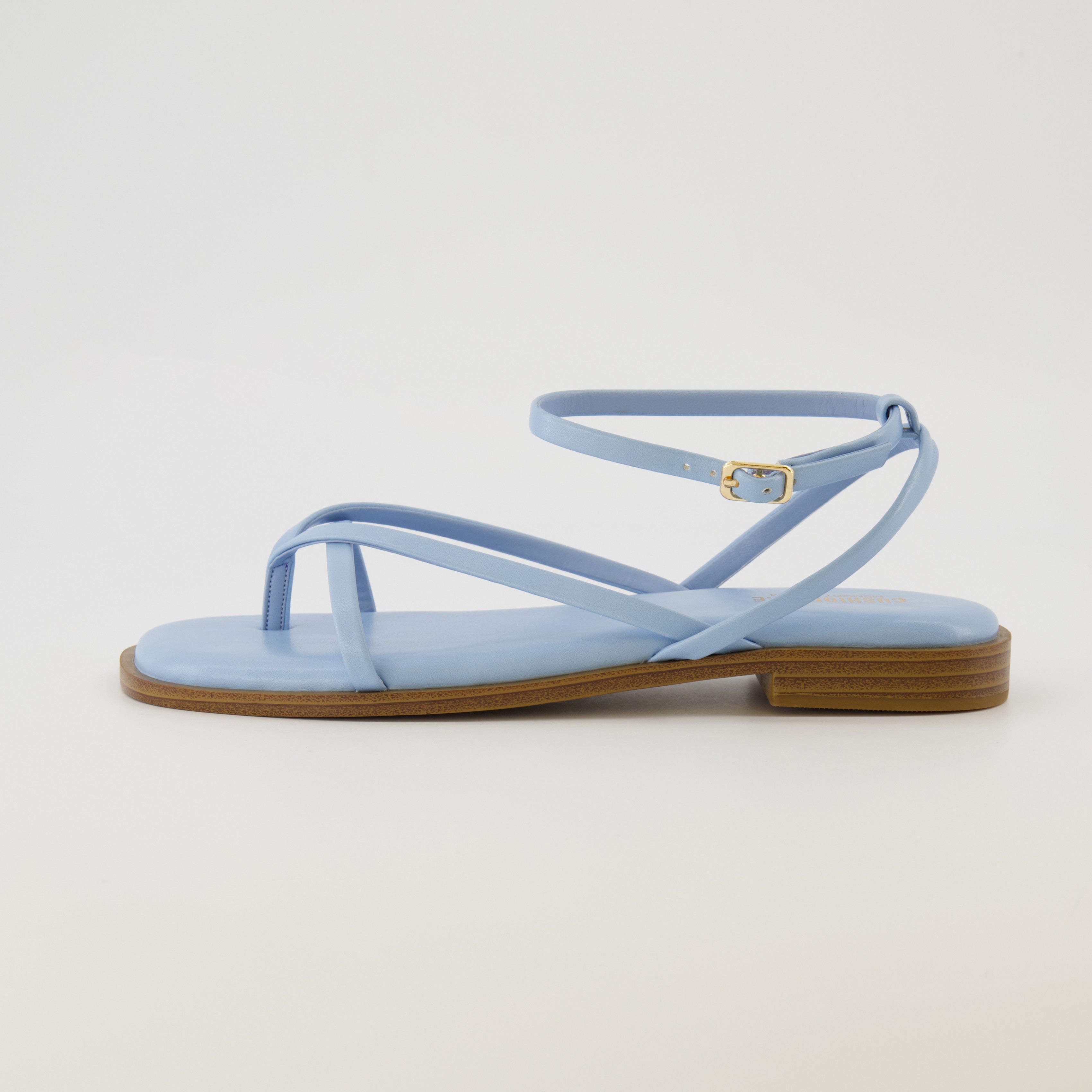 Vida Strappy Flat Sandal Light Blue