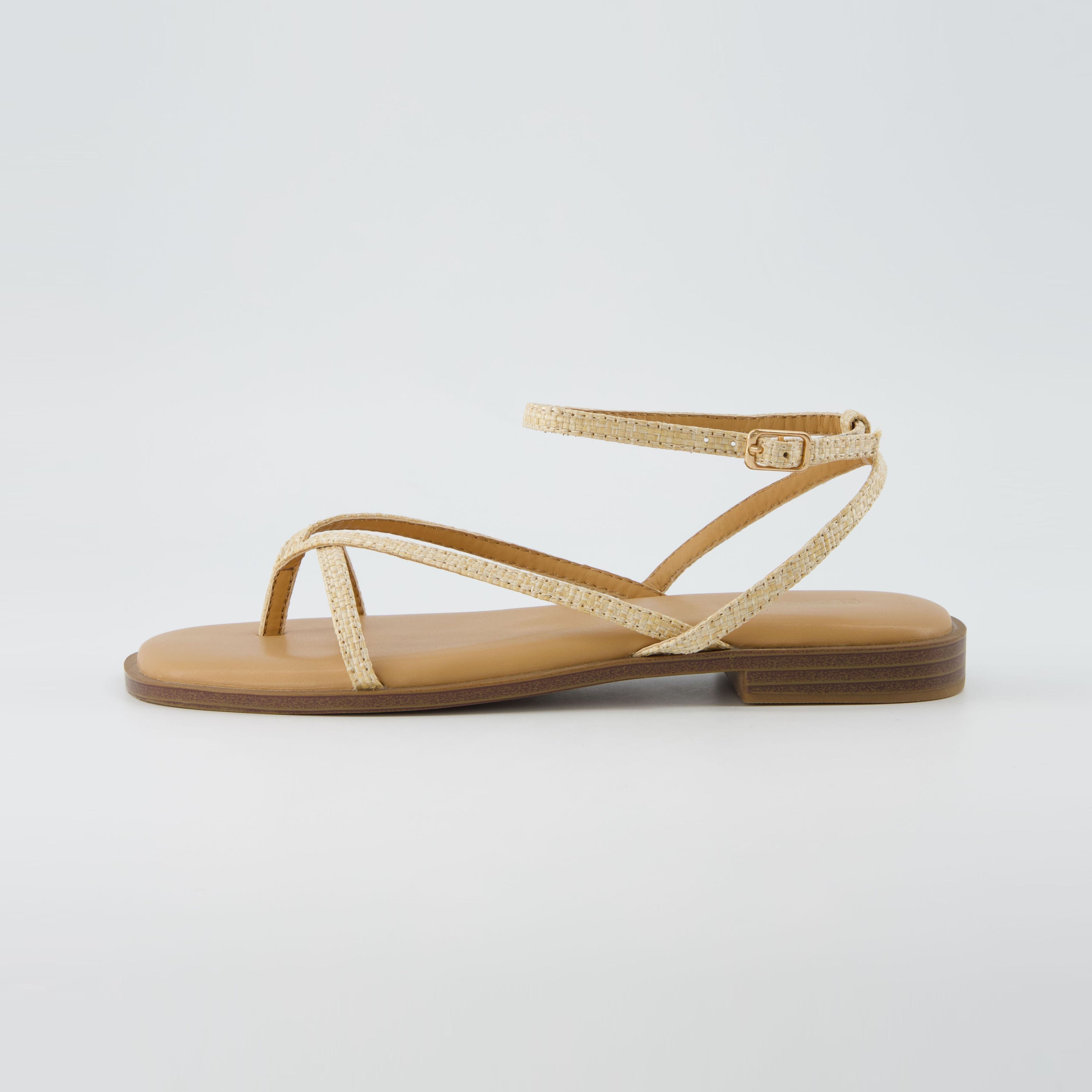 Vida Strappy Flat Sandal Natural