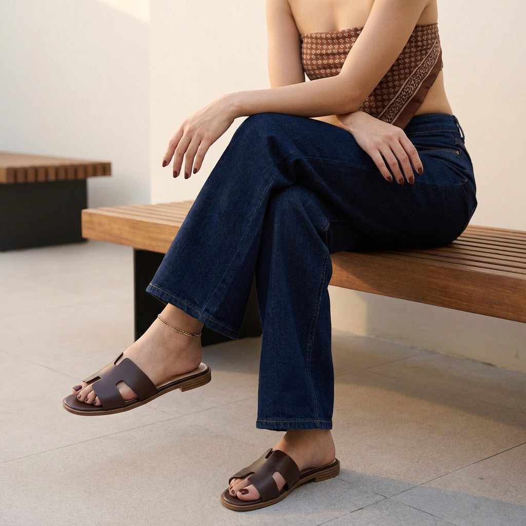 Voyage Strap Slides Chocolate Smooth Medium
