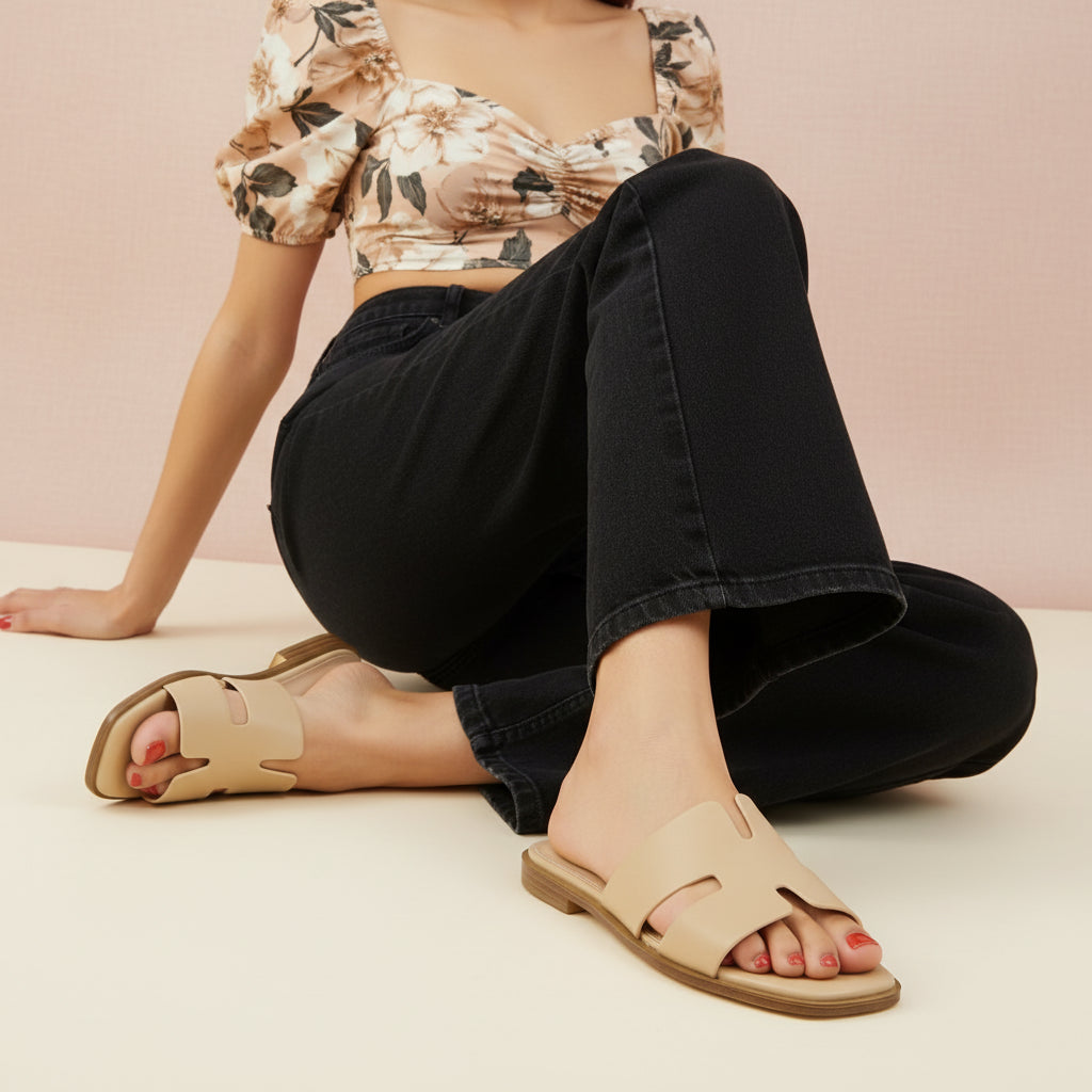Voyage Strap Slides Tan Smooth
